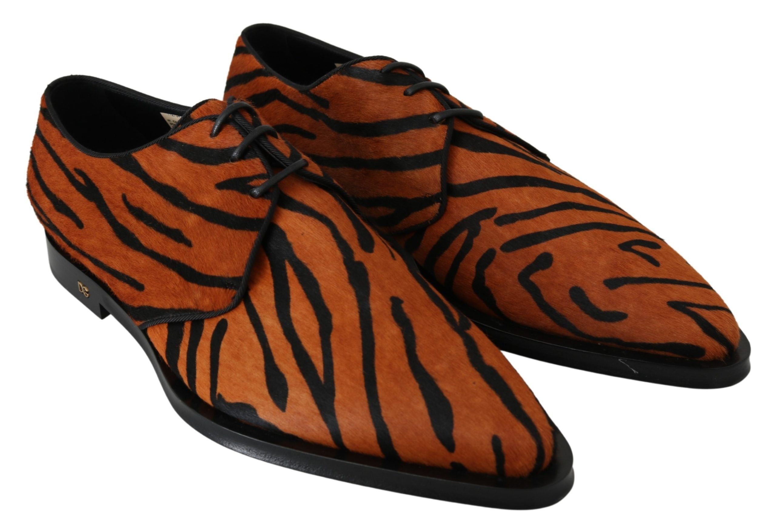 Dolce & Gabbana Orange Pony Hair Formal Dress Brogue Shoes