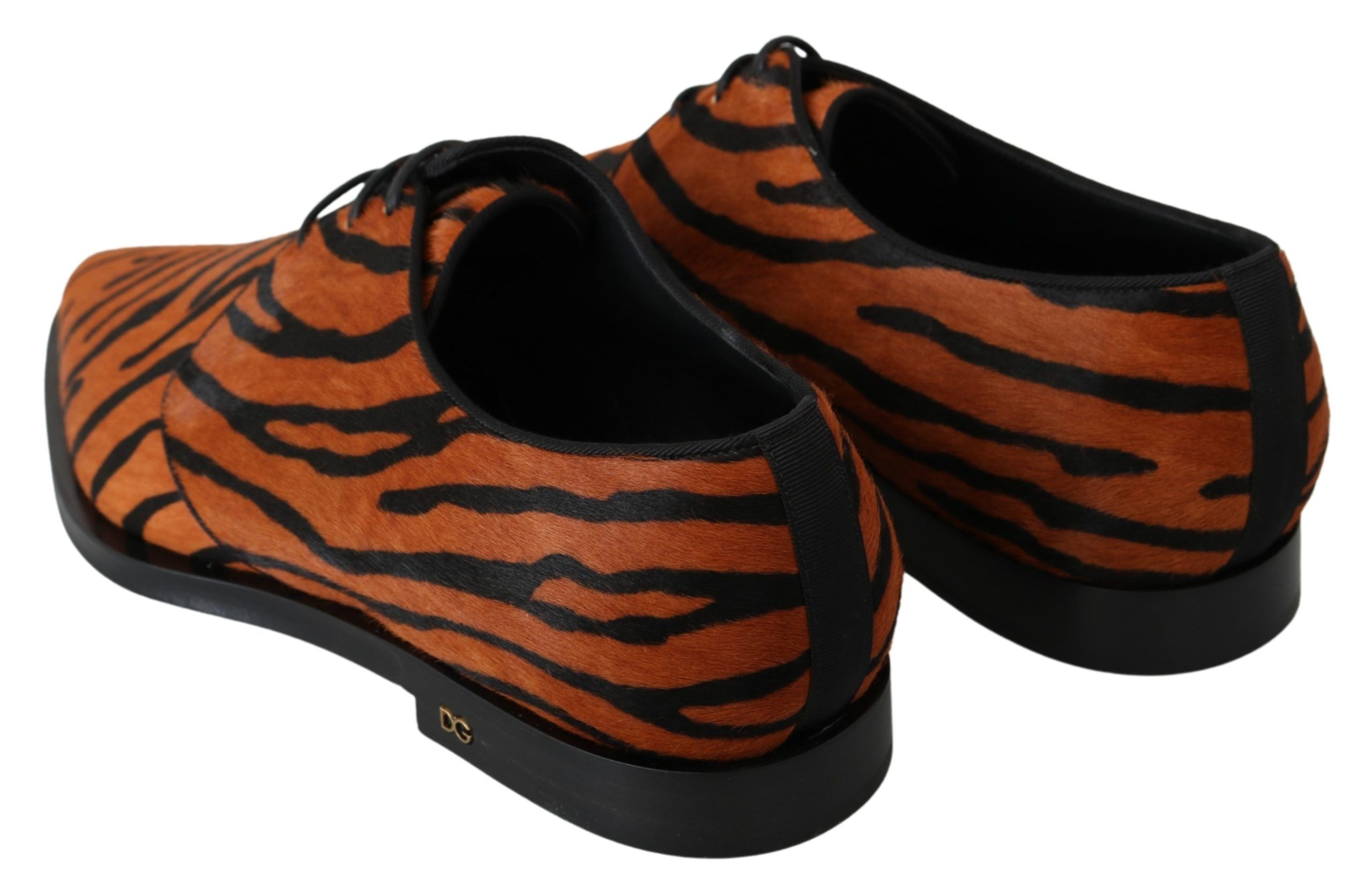 Dolce & Gabbana Orange Pony Hair Formal Dress Brogue Shoes