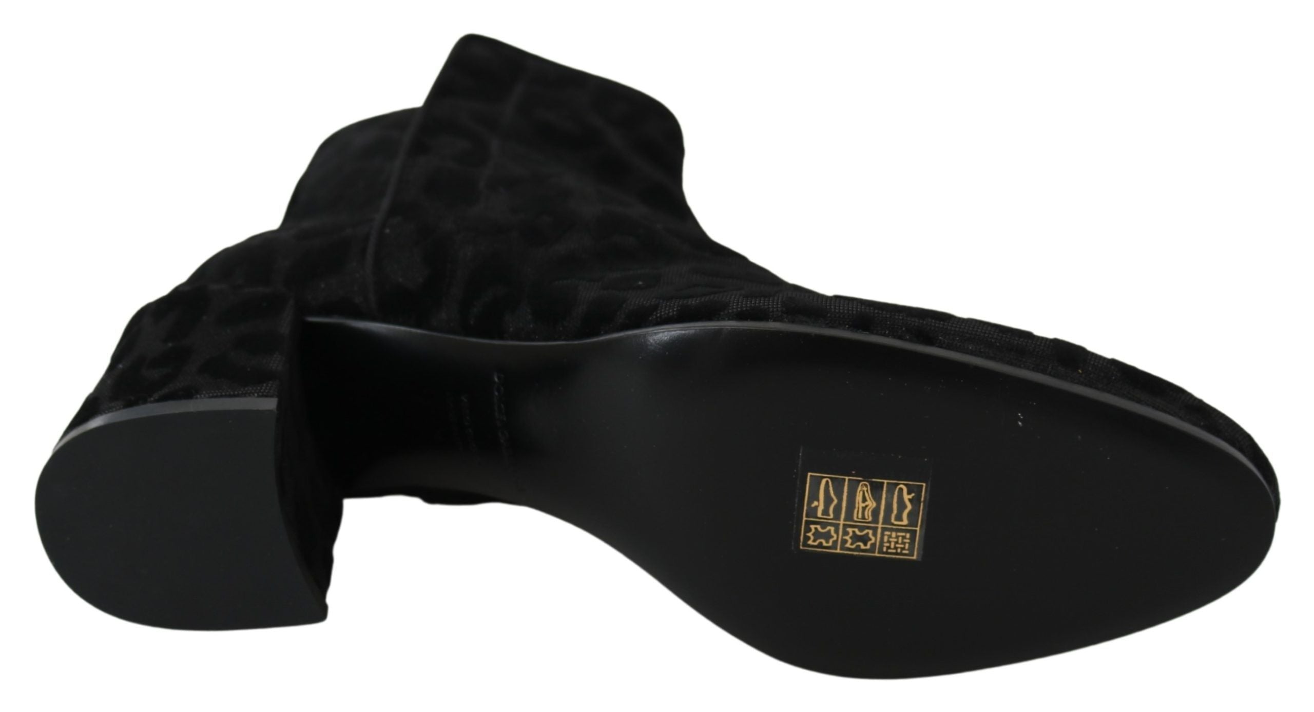 Dolce & Gabbana Black Leopard Short Boots Zipper Shoes LUNESCAPE
