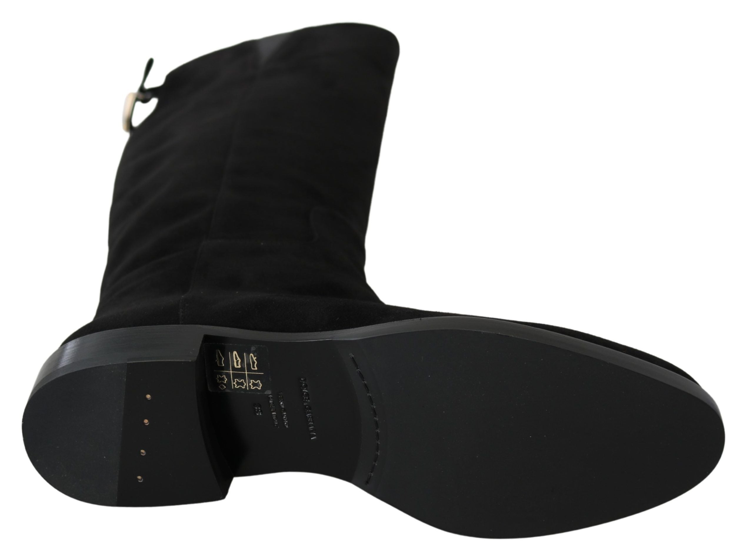 Dolce & Gabbana Elegant Black Suede Knee High Boots LUNESCAPE