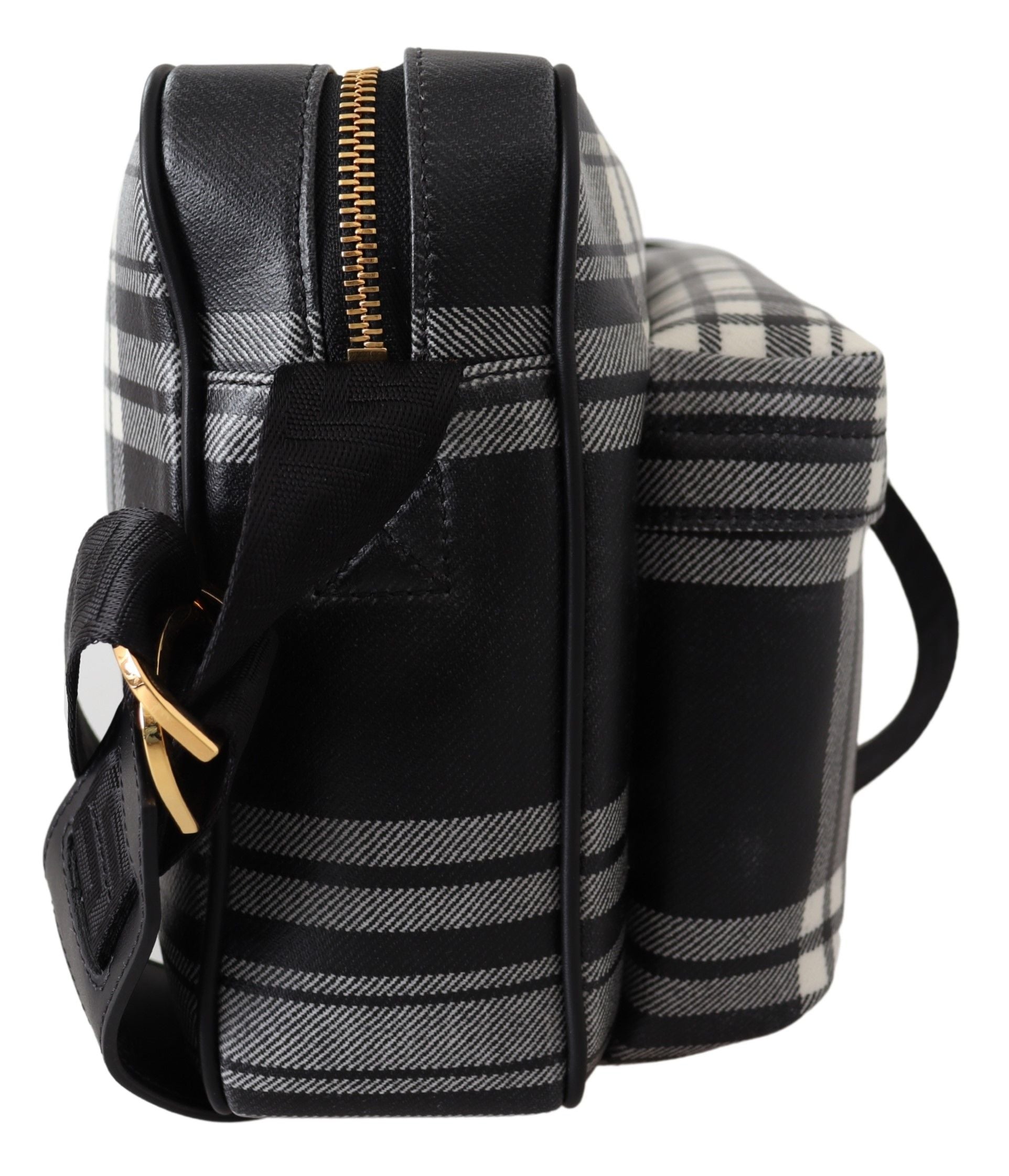 Versace Elegant Grey Leather Crossbody Bag LUNESCAPE