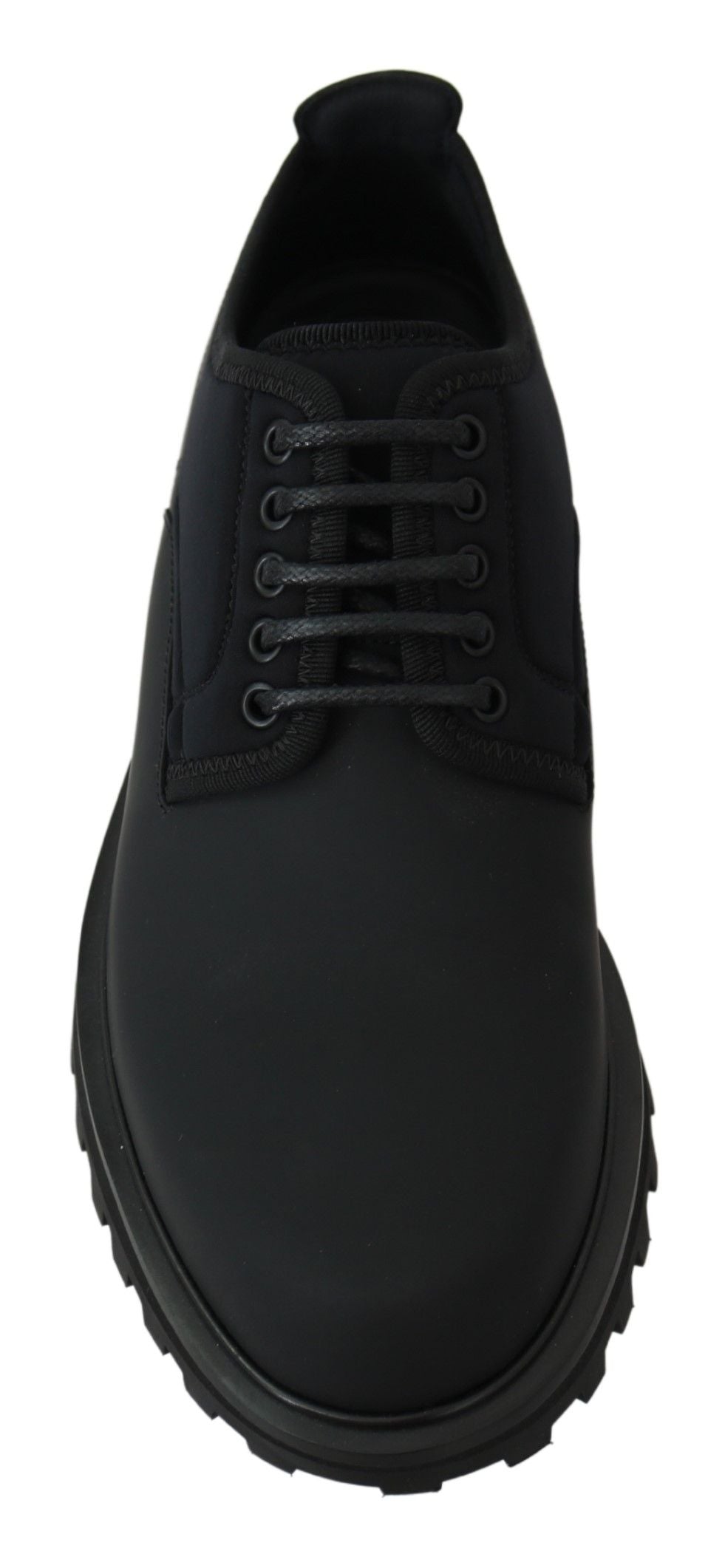 Dolce & Gabbana Black Rubberized Calfskin Chunky Derby Vulcano Shoes LUNESCAPE