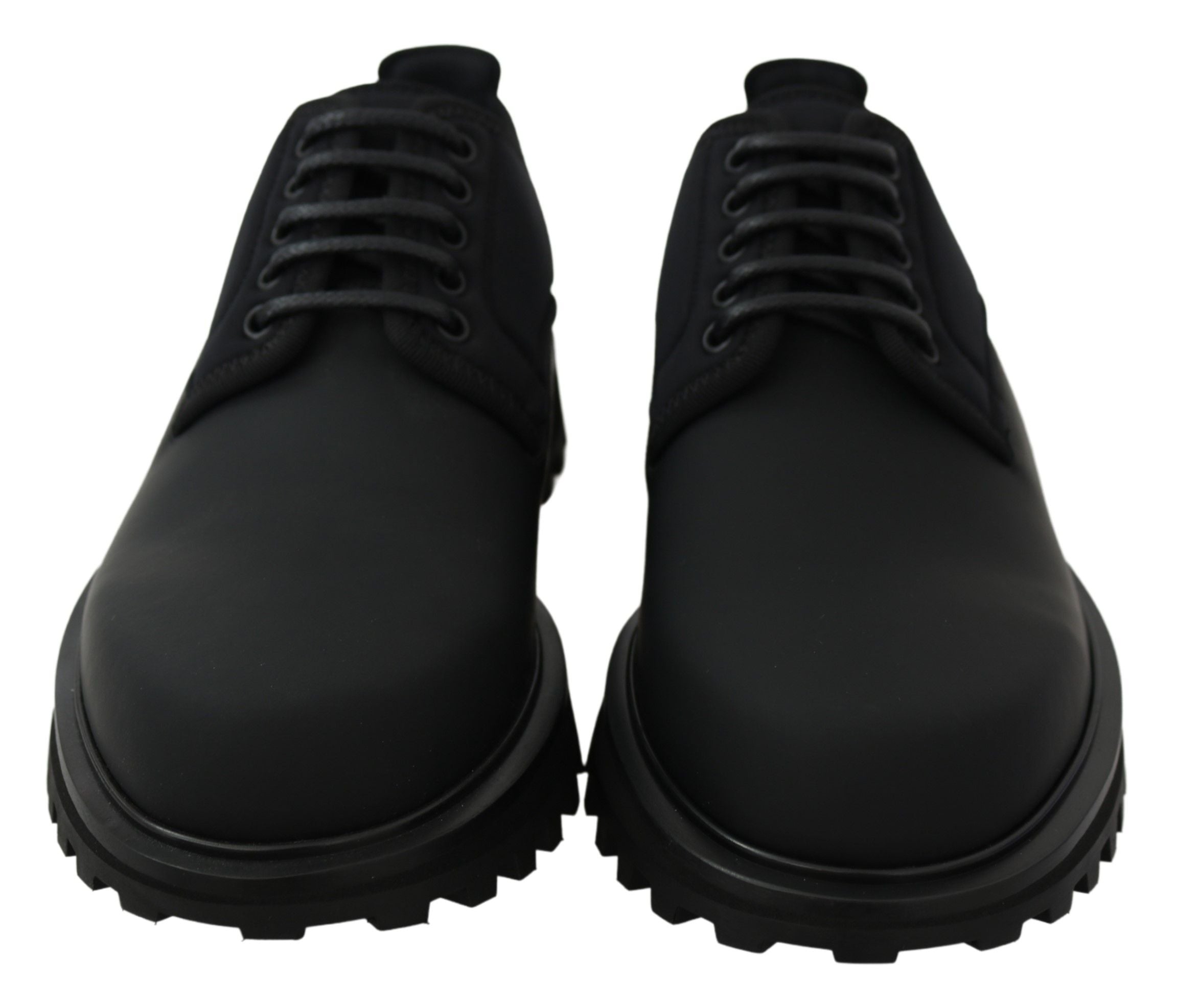 Dolce & Gabbana Black Rubberized Calfskin Chunky Derby Vulcano Shoes LUNESCAPE