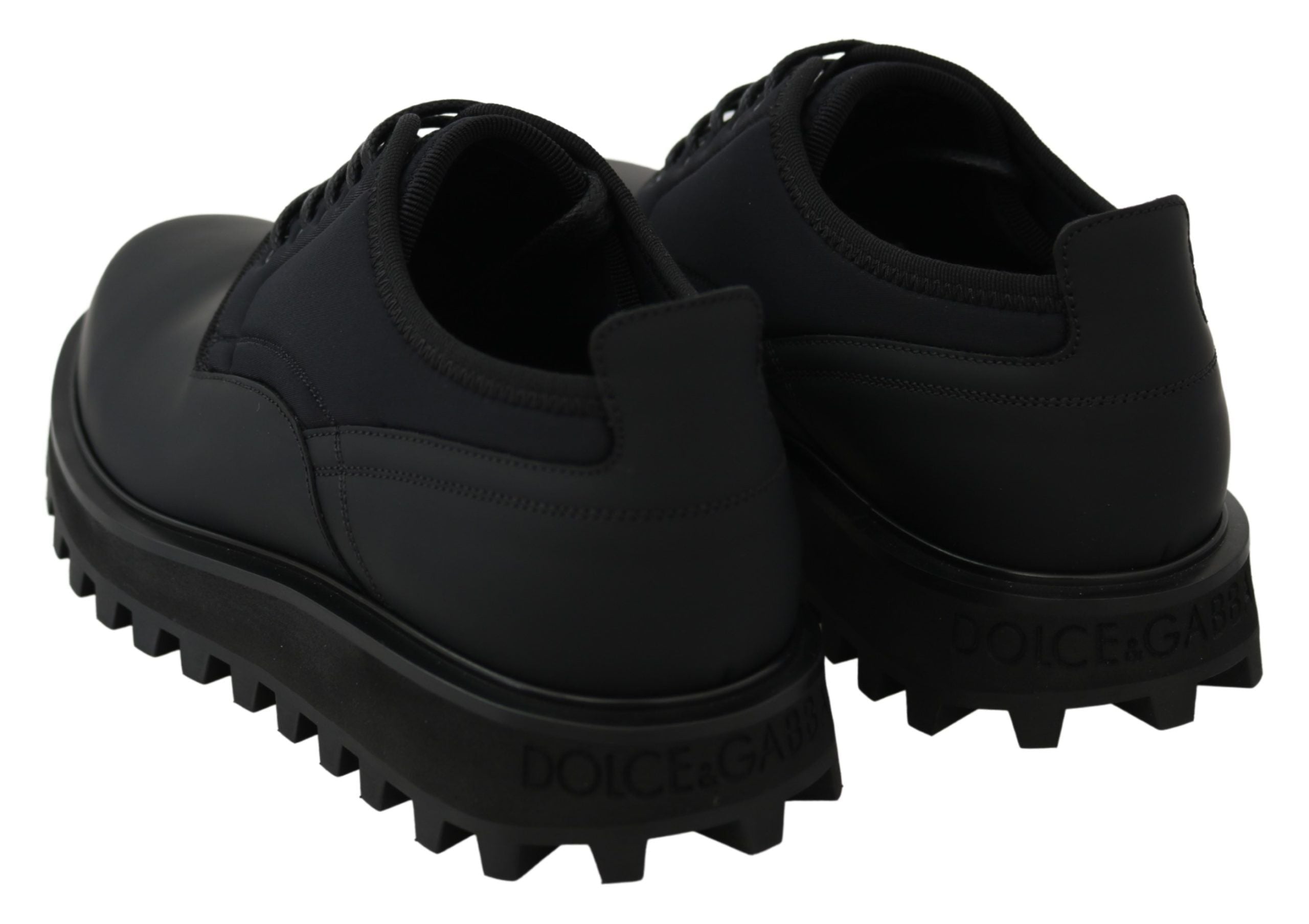 Dolce & Gabbana Black Rubberized Calfskin Chunky Derby Vulcano Shoes LUNESCAPE