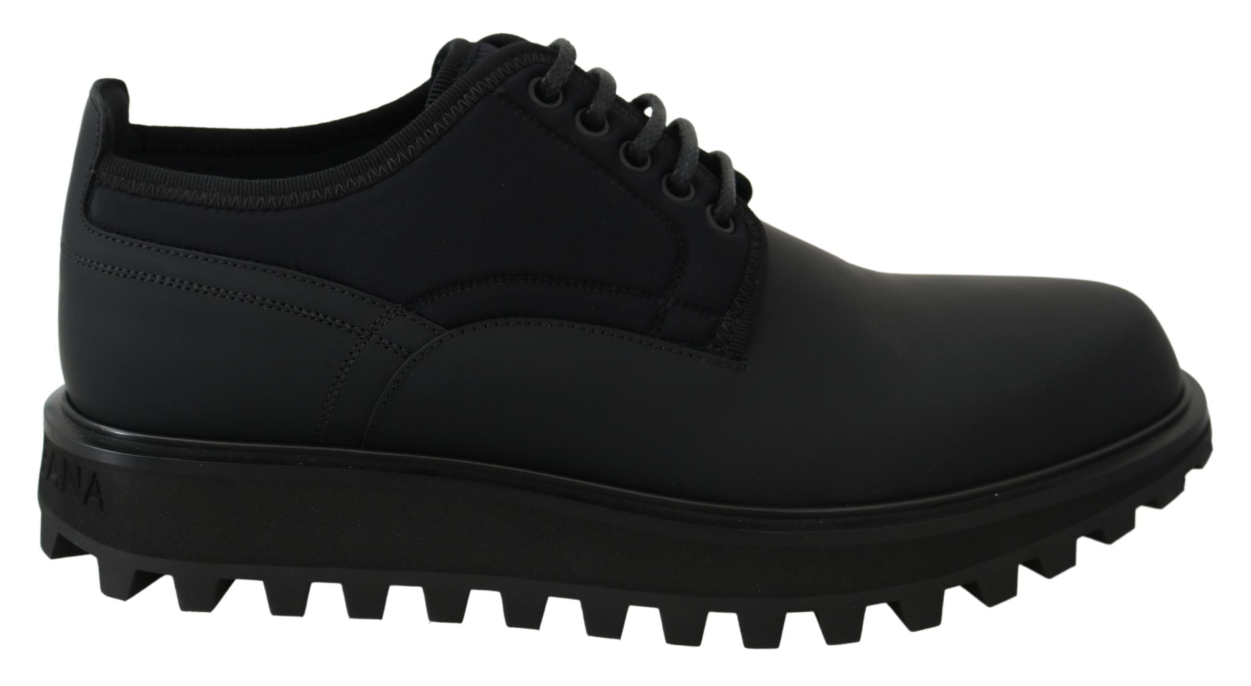 Dolce & Gabbana Black Rubberized Calfskin Chunky Derby Vulcano Shoes LUNESCAPE