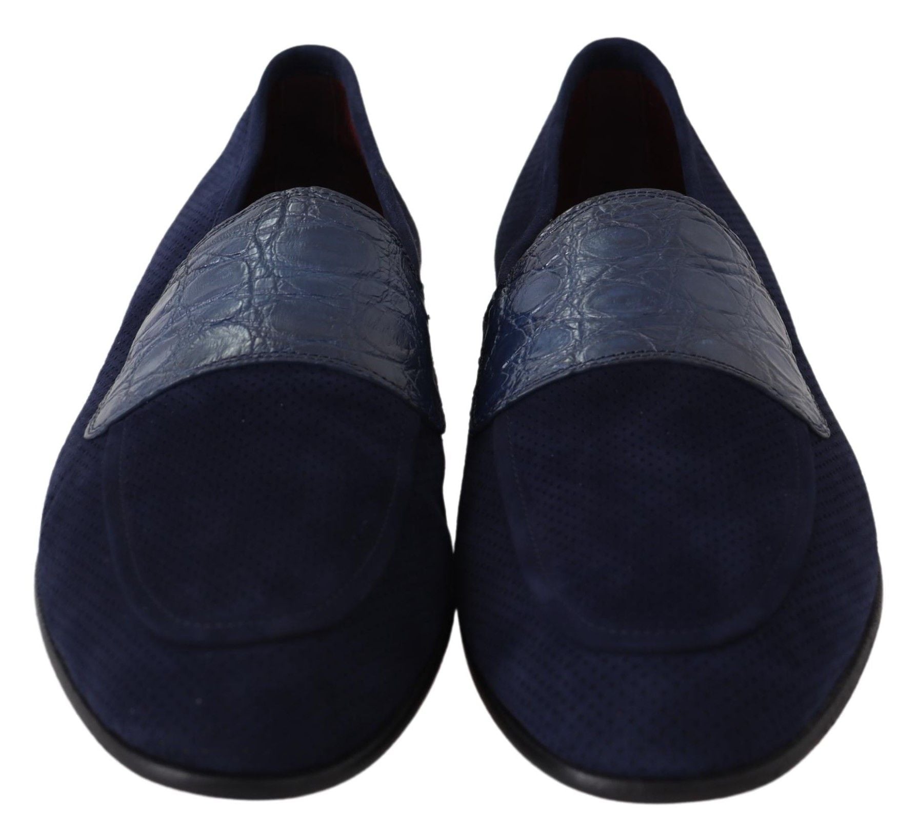 Dolce & Gabbana Blue Suede Caiman Loafers Slippers Shoes LUNESCAPE