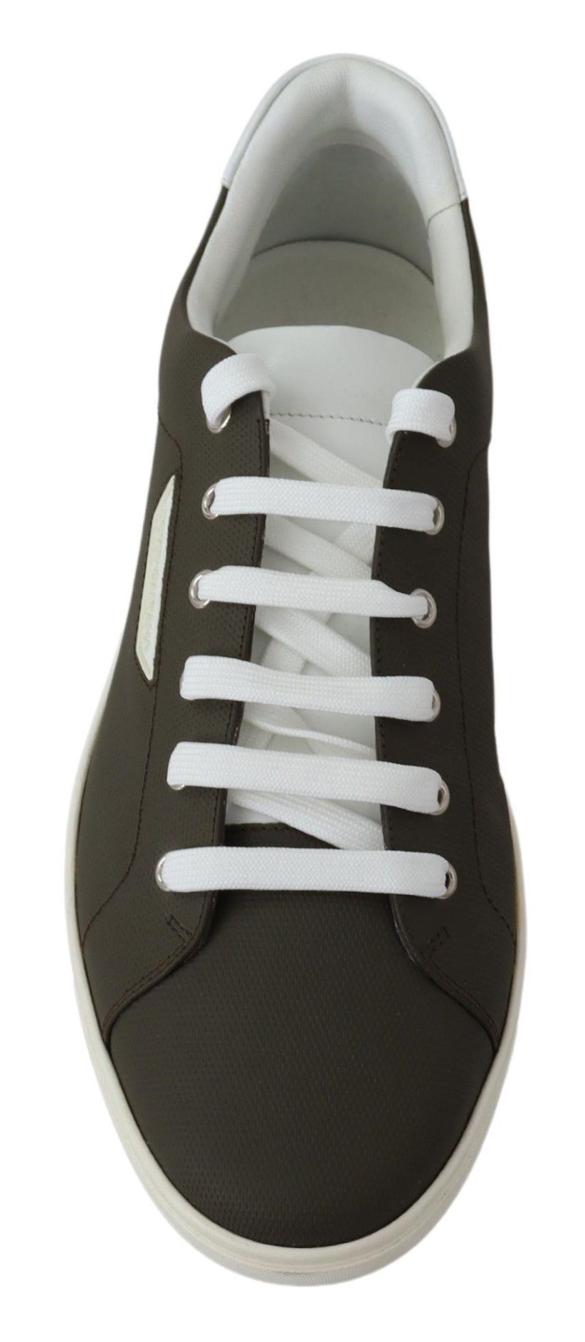 Dolce & Gabbana White Green Leather Low Top Sneakers Shoes LUNESCAPE