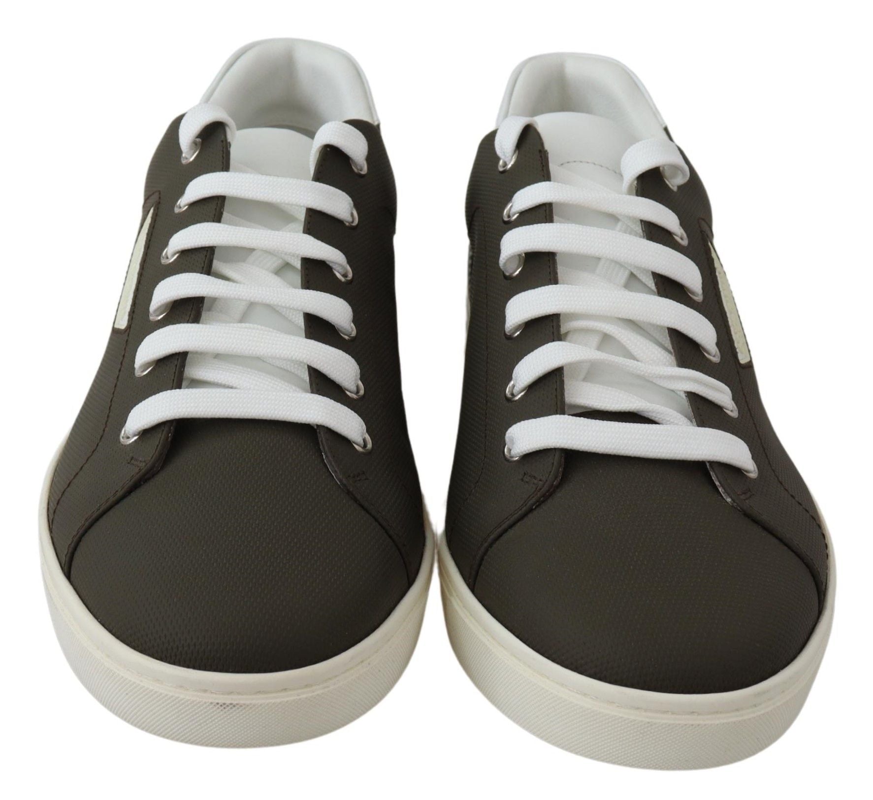 Dolce & Gabbana White Green Leather Low Top Sneakers Shoes LUNESCAPE