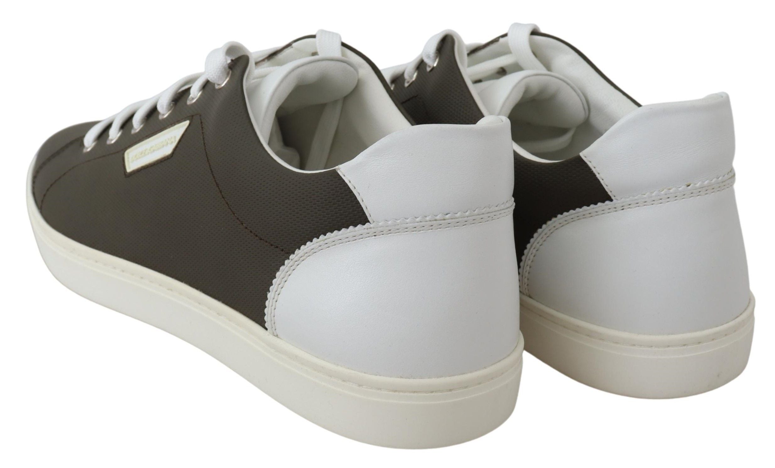 Dolce & Gabbana White Green Leather Low Top Sneakers Shoes LUNESCAPE