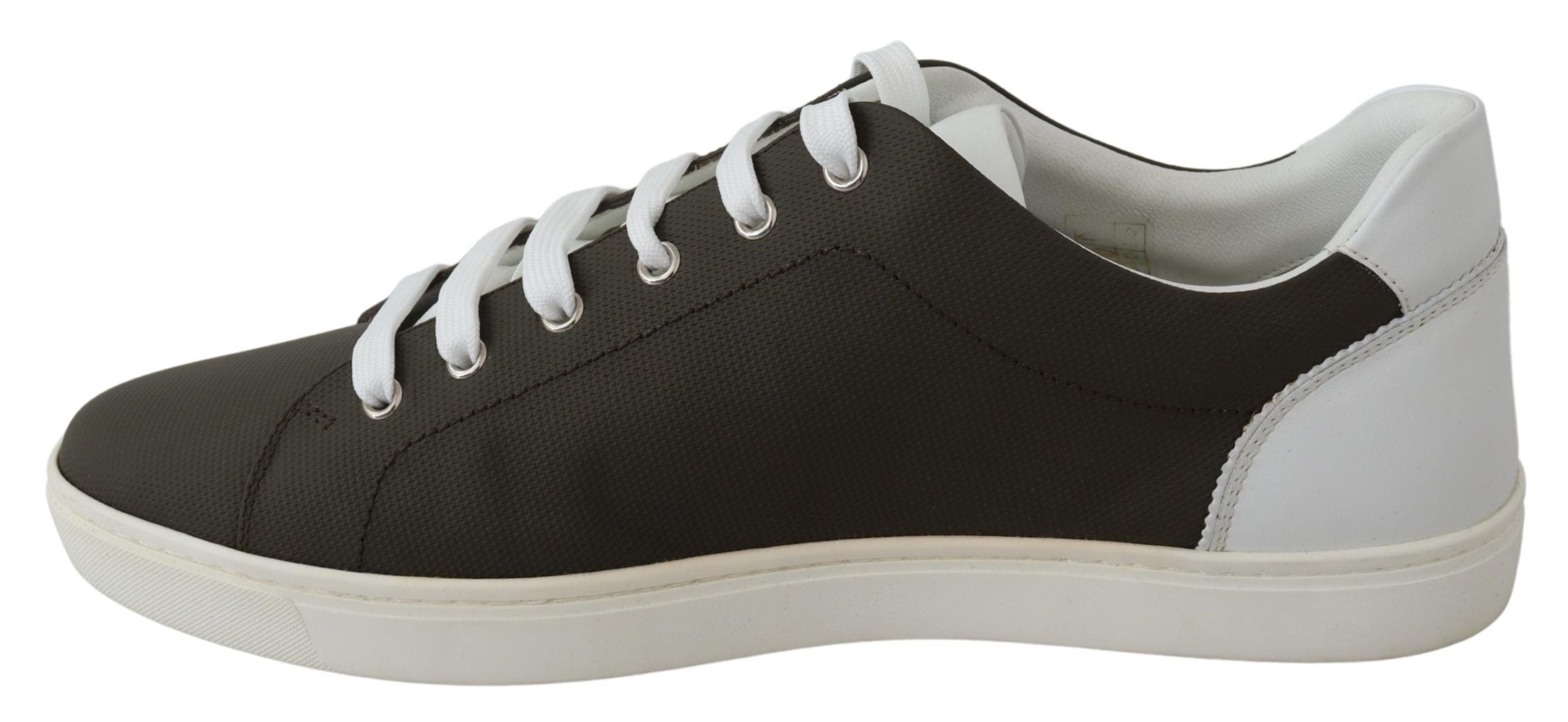 Dolce & Gabbana White Green Leather Low Top Sneakers Shoes LUNESCAPE