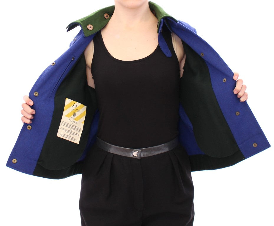 Andrea Incontri Elegant Blue Wool Jacket with Removable Collar LUNESCAPE