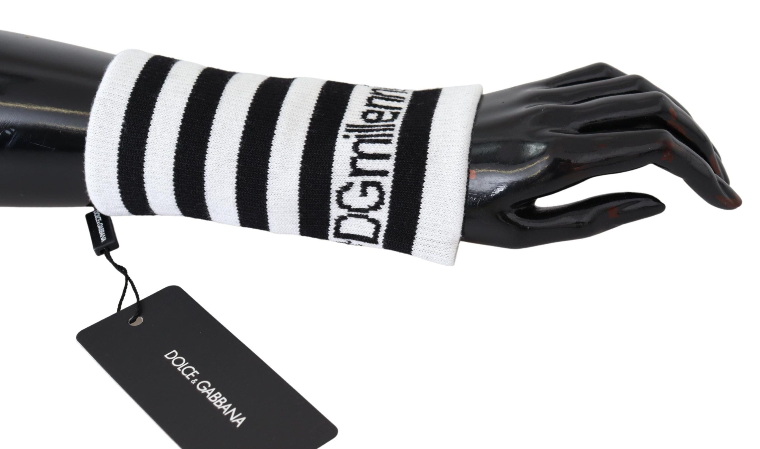 Dolce & Gabbana Black White Wool DGMillennials Wristband Wrap LUNESCAPE