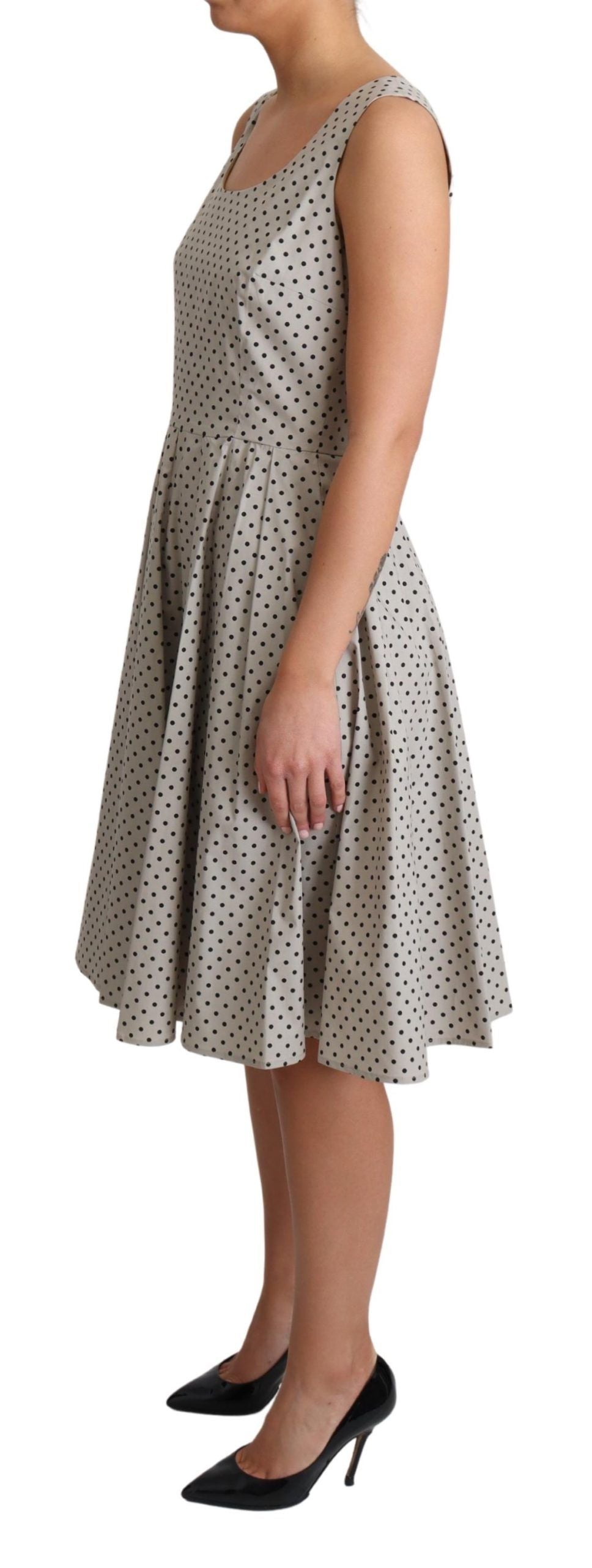 Dolce & Gabbana Beige Polka Dotted Cotton A-Line Dress LUNESCAPE