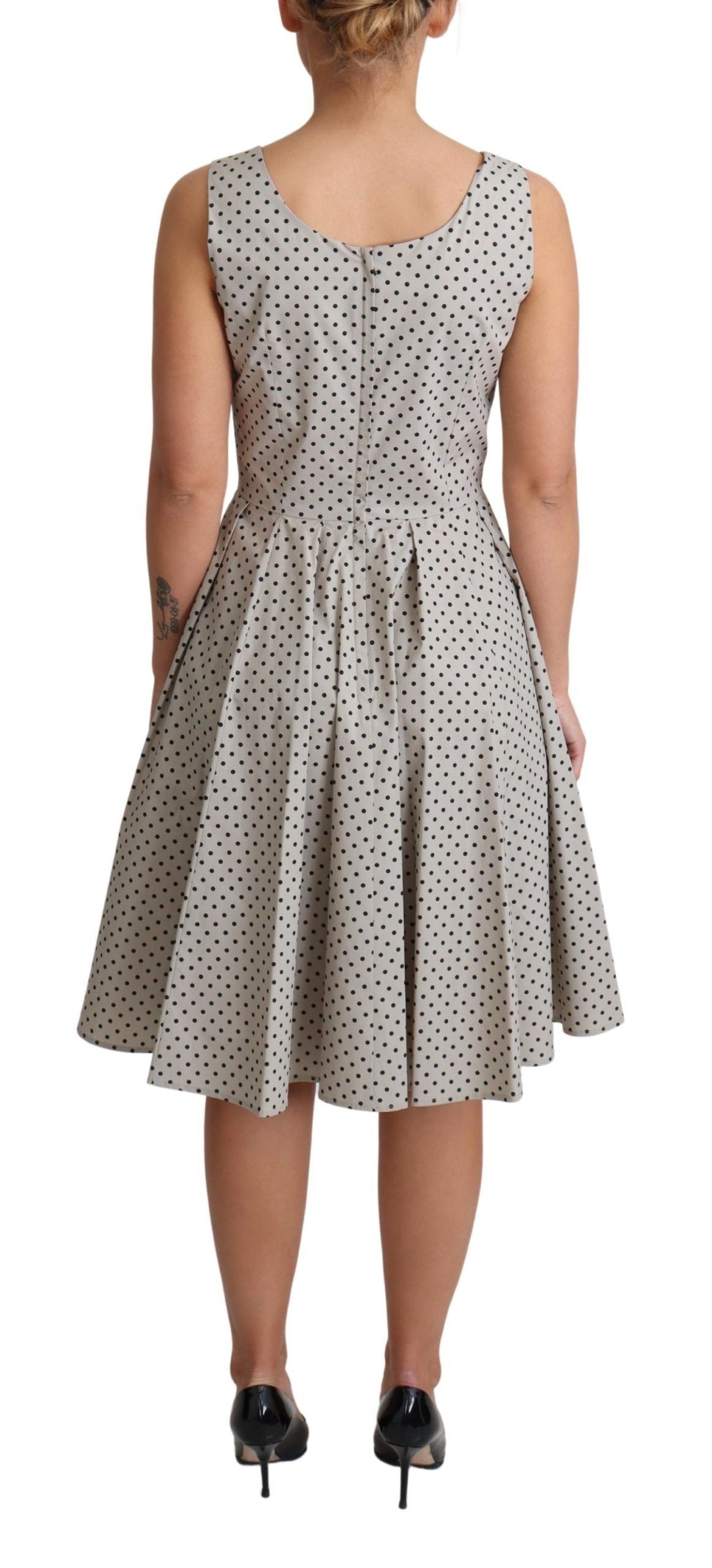Dolce & Gabbana Beige Polka Dotted Cotton A-Line Dress LUNESCAPE