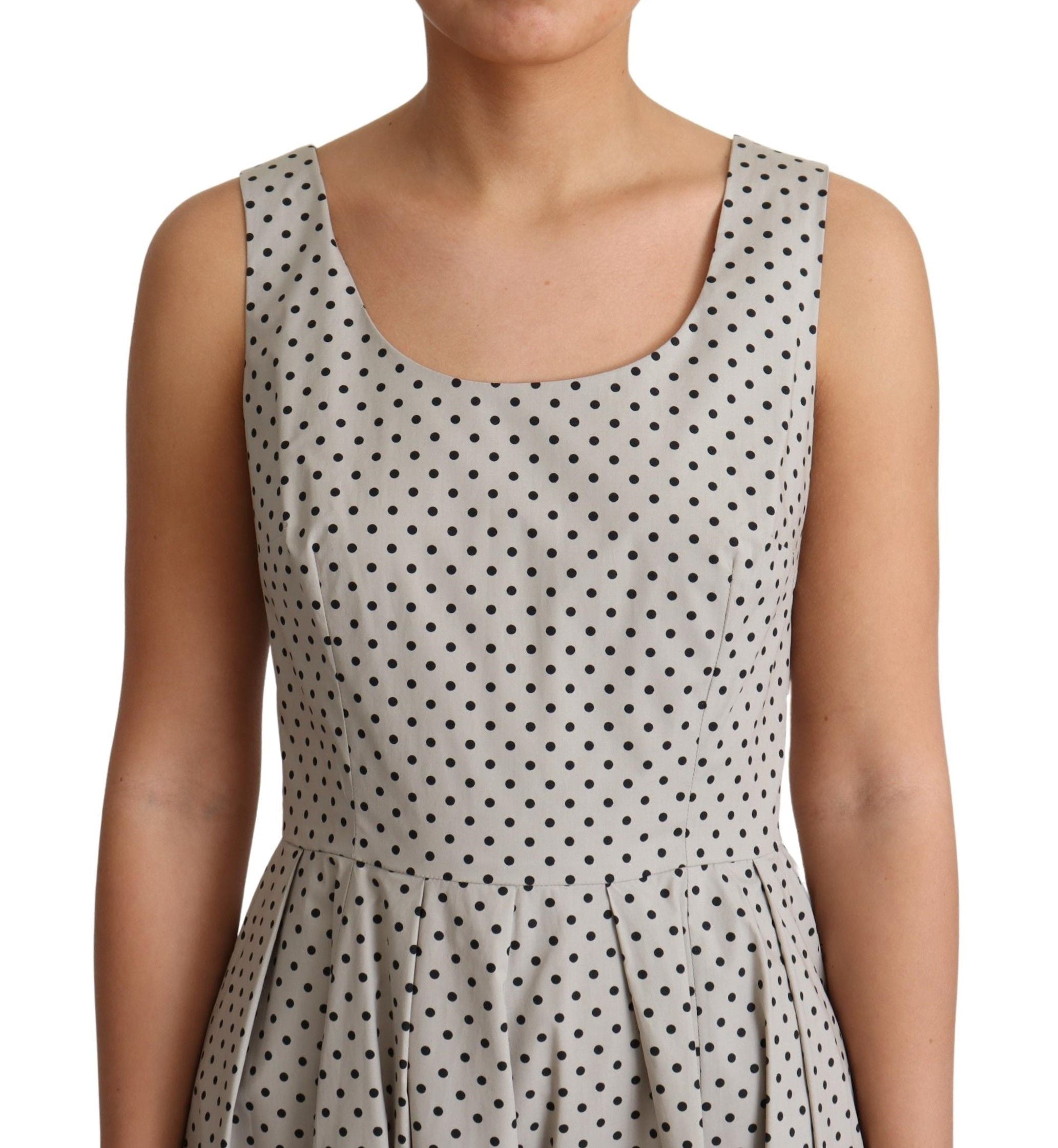 Dolce & Gabbana Beige Polka Dotted Cotton A-Line Dress LUNESCAPE