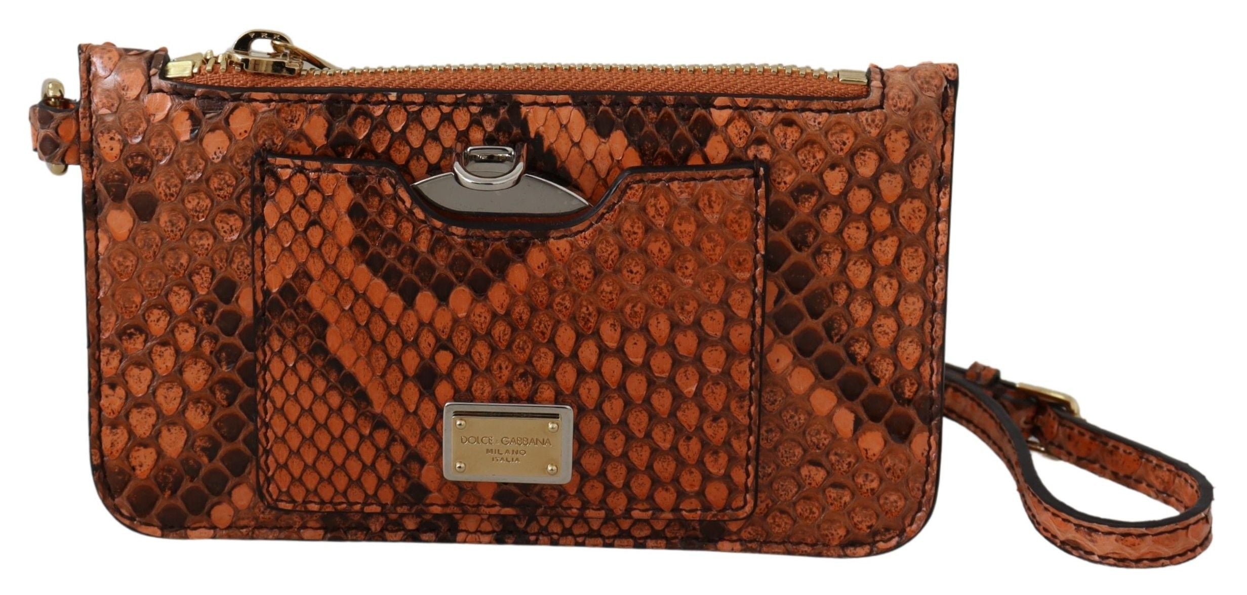 Dolce & Gabbana Brown Leather Coin Purse Wristlet Mirror AGNESE Wallet LUNESCAPE