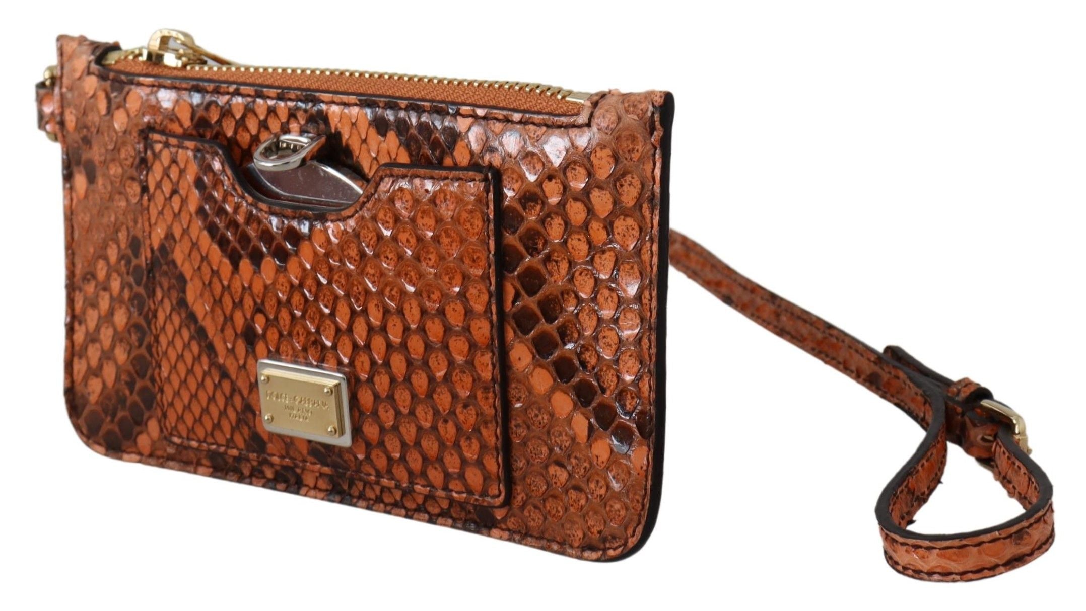 Dolce & Gabbana Brown Leather Coin Purse Wristlet Mirror AGNESE Wallet LUNESCAPE