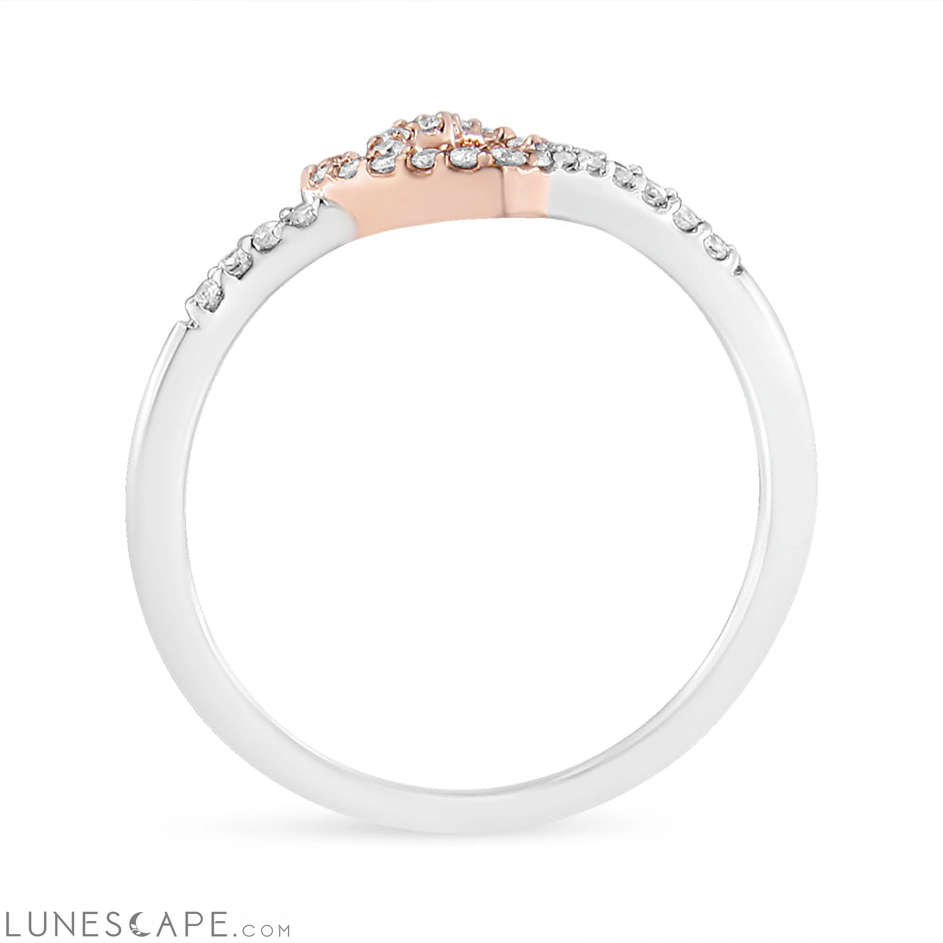 14K Rose Gold Plated and White .925 Sterling Silver 1/5 Cttw Round-Cut Diamond Open Heart Promise Ring (I-J Color, I2-I3 LUNESCAPE