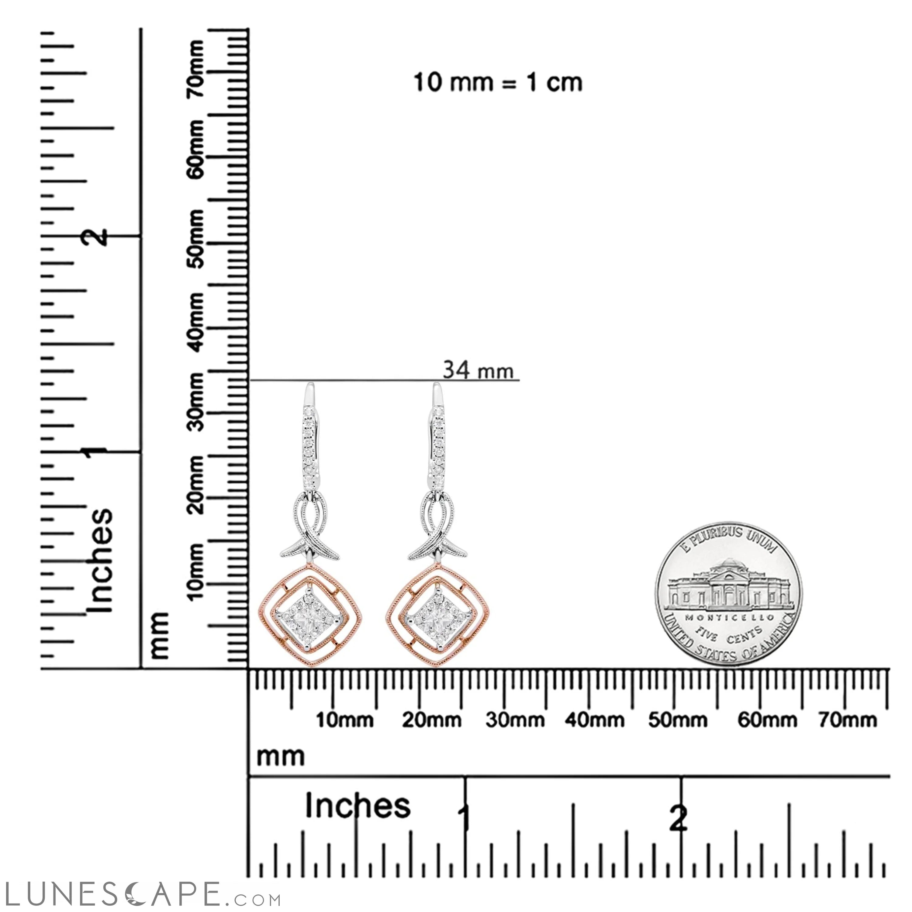 14K W&R Gold 1/2 Cttw Diamond Openwork Marquise Dangle Earrings LUNESCAPE