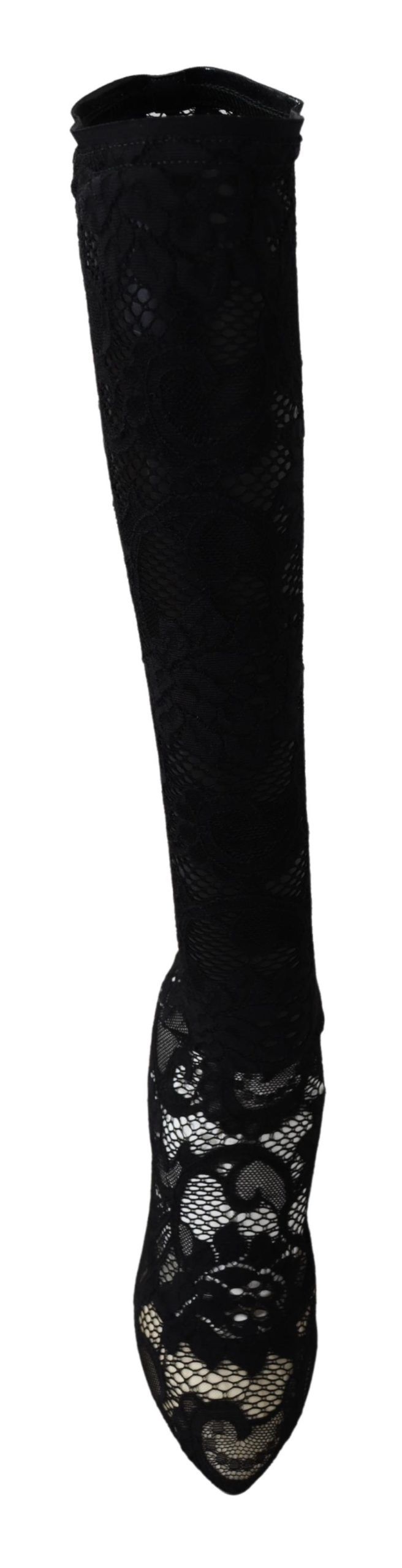 Dolce & Gabbana Black Taormina Lace Socks Boots Shoes Pumps LUNESCAPE