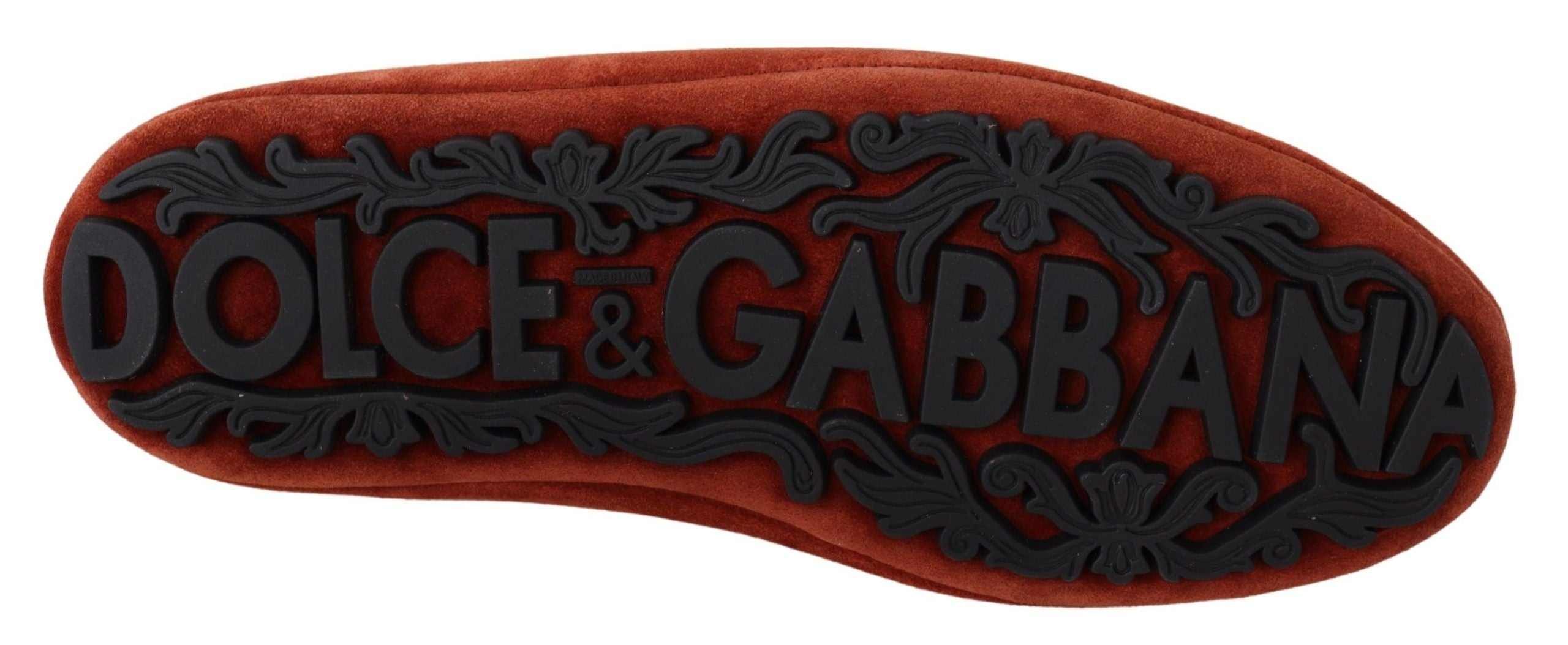 Dolce & Gabbana Orange Leather Crystal Crown  Loafers Shoes LUNESCAPE