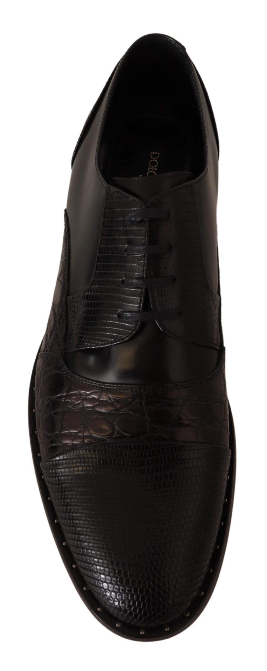 Dolce & Gabbana Black Leather Exotic Skins Formal Shoes LUNESCAPE