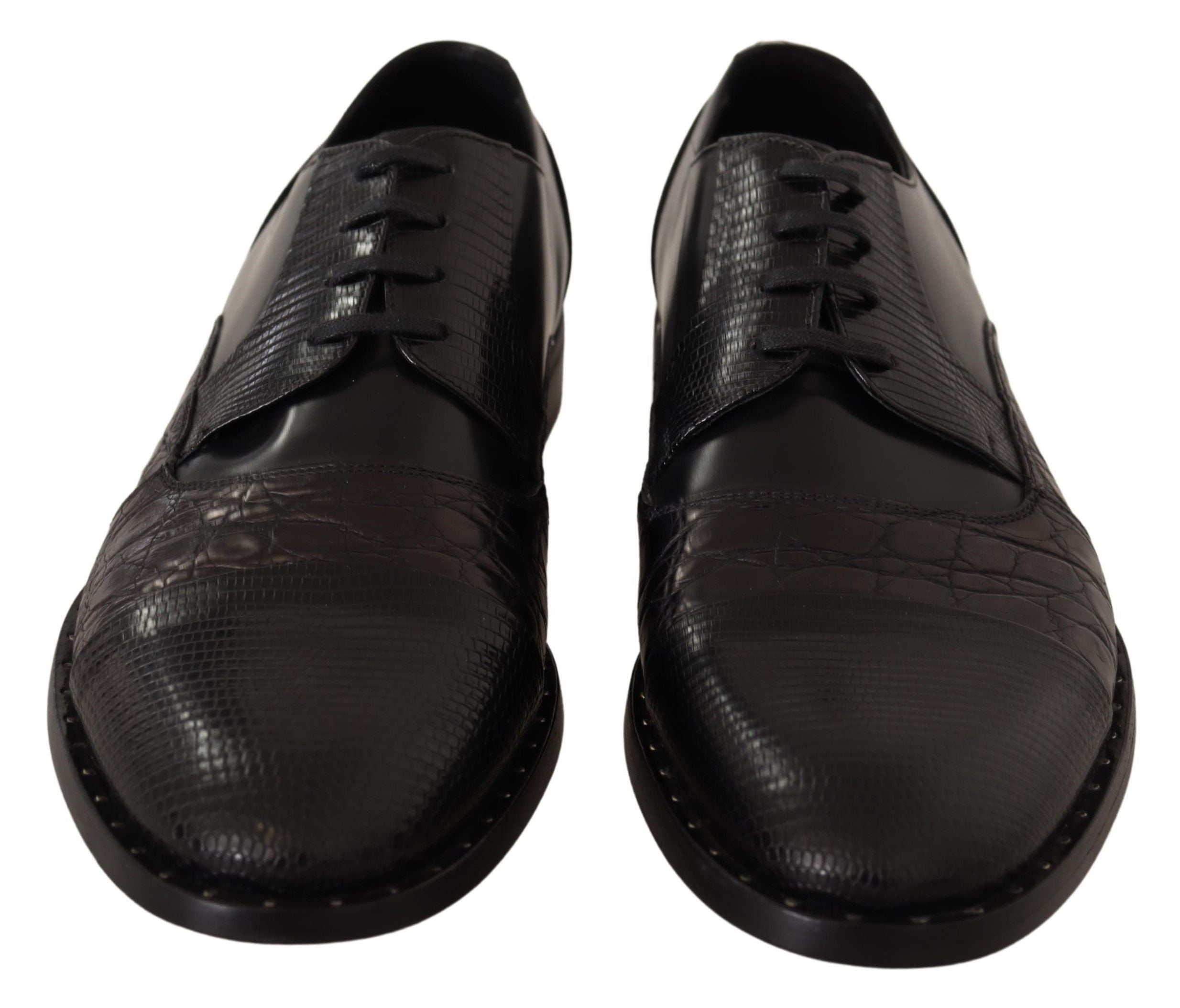 Dolce & Gabbana Black Leather Exotic Skins Formal Shoes LUNESCAPE