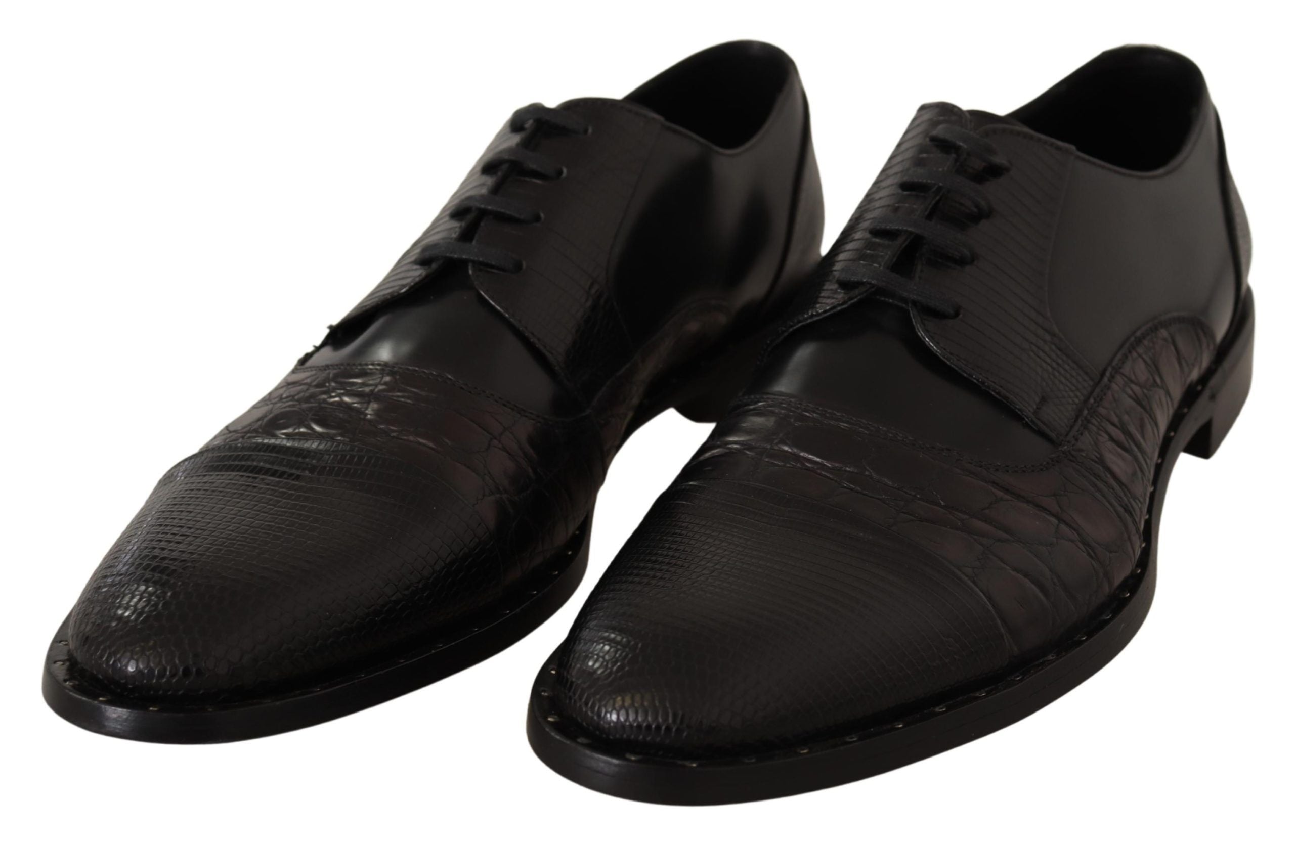 Dolce & Gabbana Black Leather Exotic Skins Formal Shoes LUNESCAPE