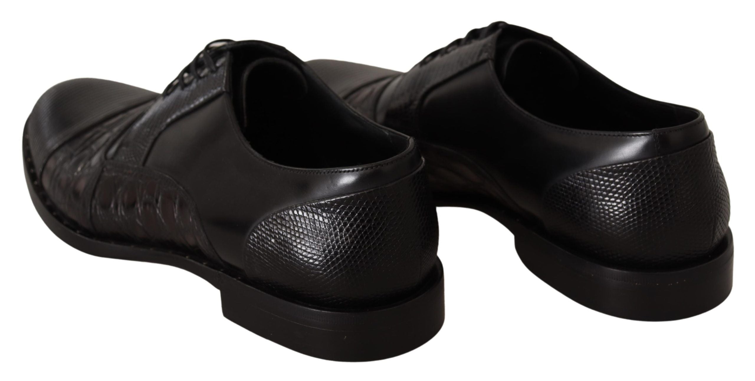 Dolce & Gabbana Black Leather Exotic Skins Formal Shoes LUNESCAPE