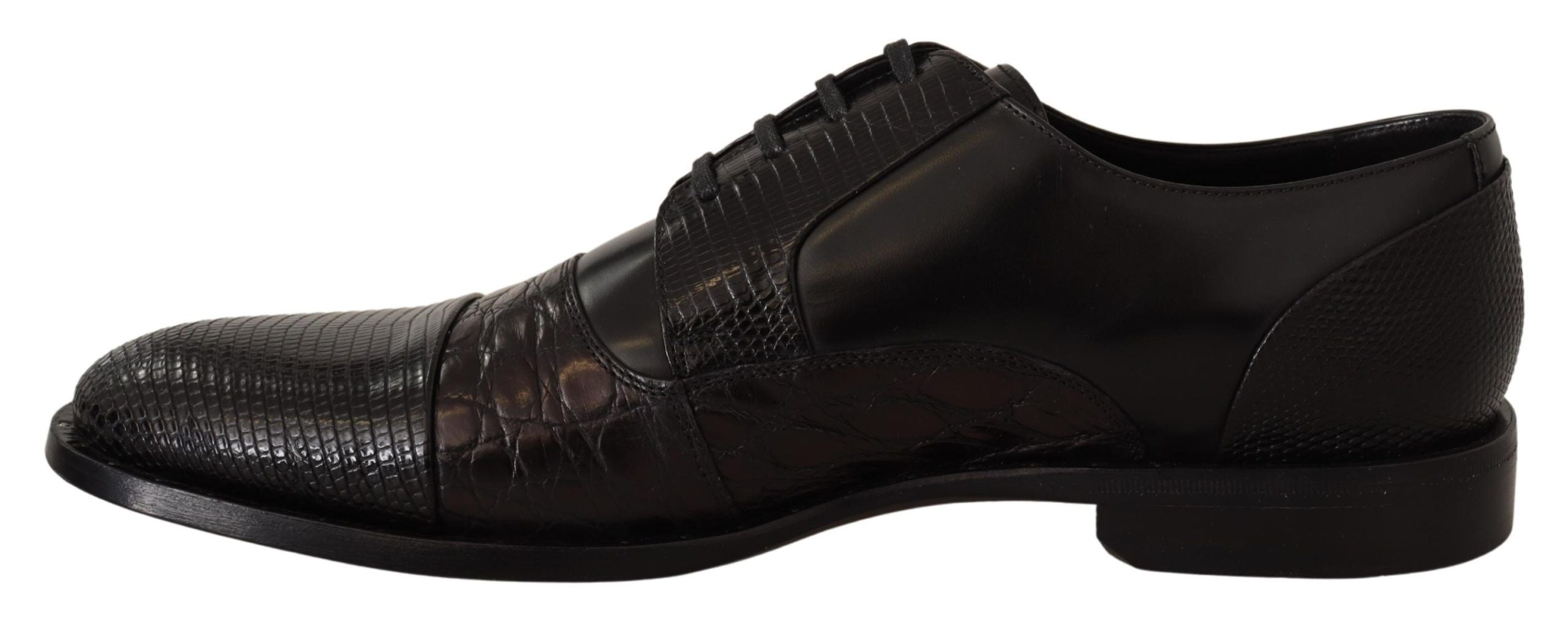Dolce & Gabbana Black Leather Exotic Skins Formal Shoes LUNESCAPE