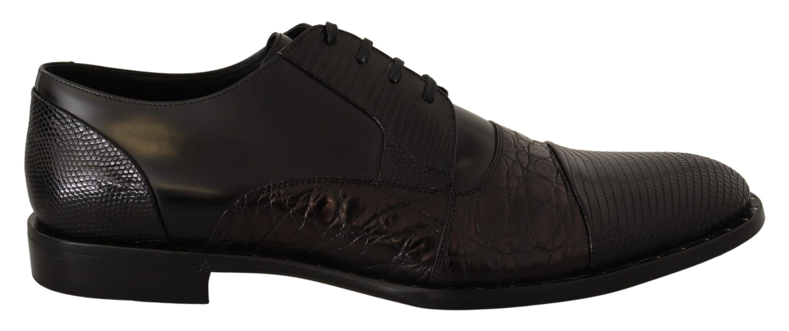Dolce & Gabbana Black Leather Exotic Skins Formal Shoes LUNESCAPE