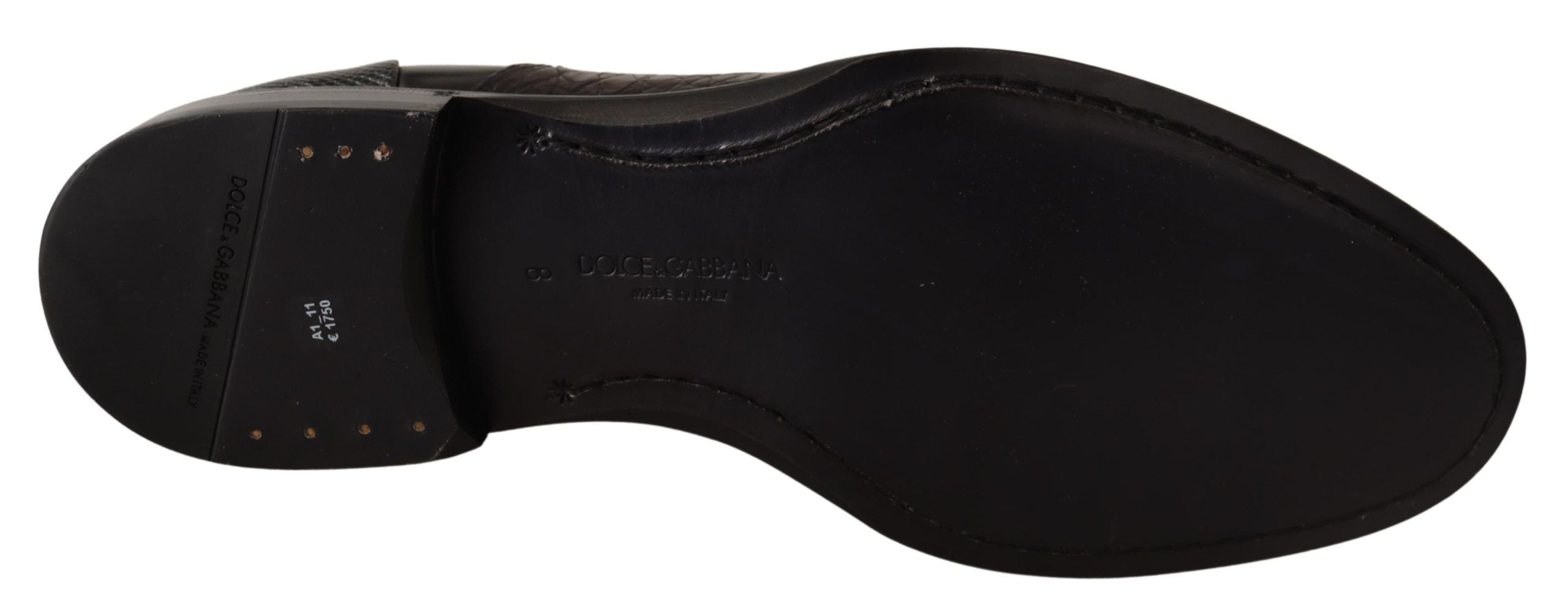Dolce & Gabbana Black Leather Exotic Skins Formal Shoes LUNESCAPE