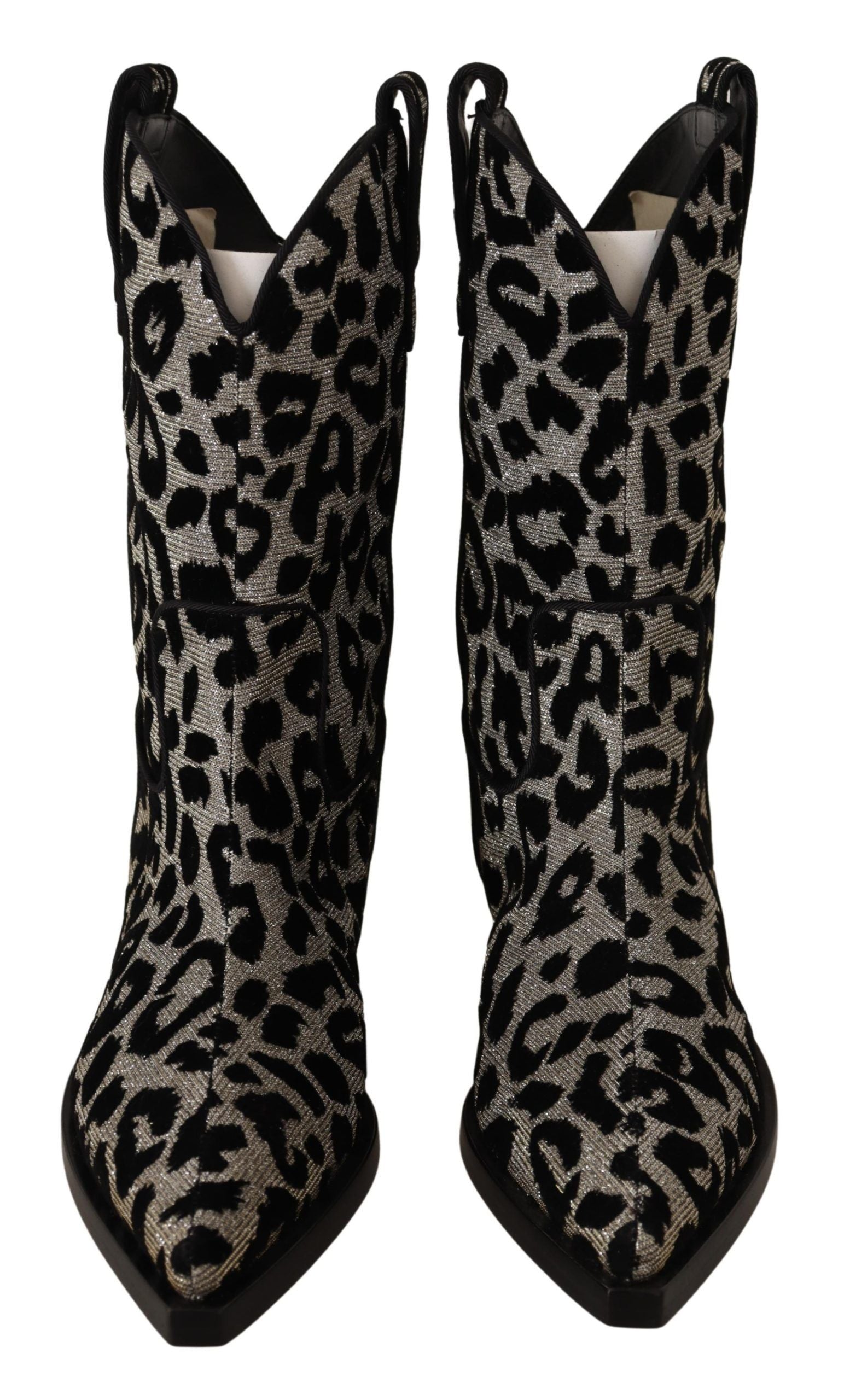 Dolce & Gabbana Gray Black Leopard Cowboy Boots Shoes LUNESCAPE