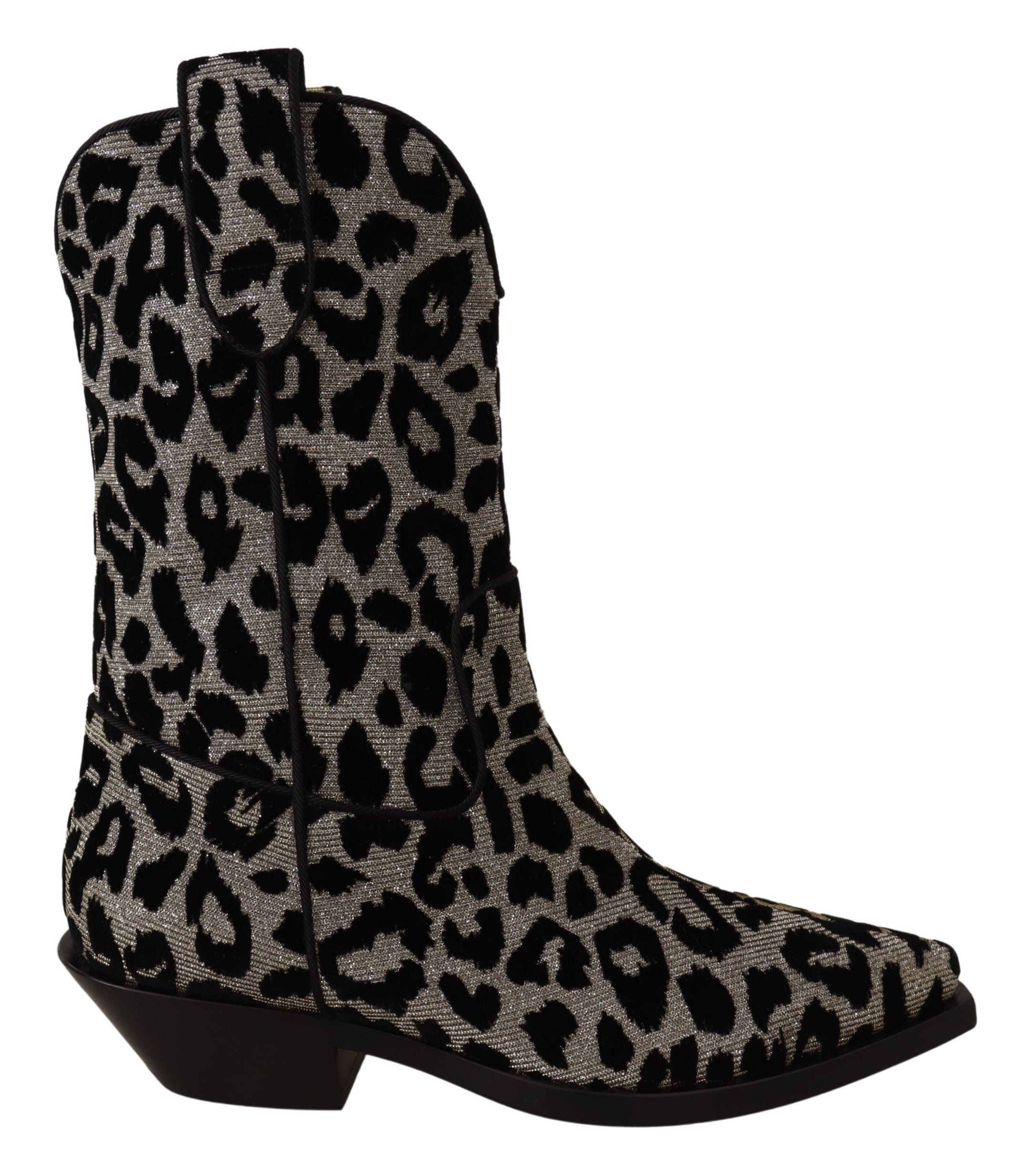 Dolce & Gabbana Gray Black Leopard Cowboy Boots Shoes LUNESCAPE