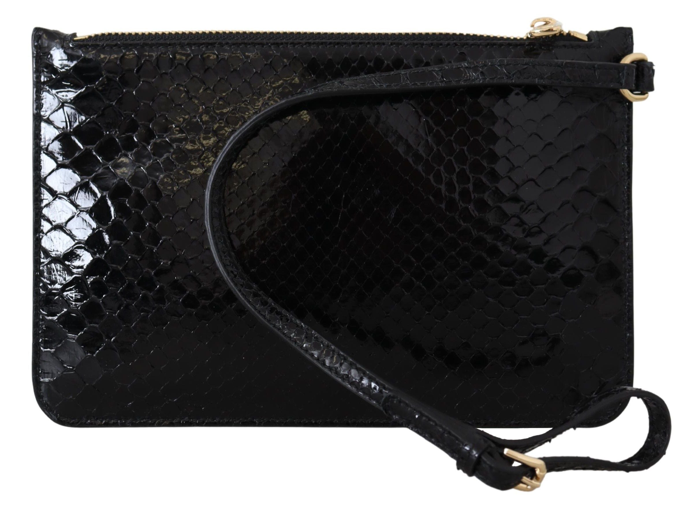 Dolce & Gabbana Black Leather Coin Purse Wristlet Mirror Agnese Wallet LUNESCAPE
