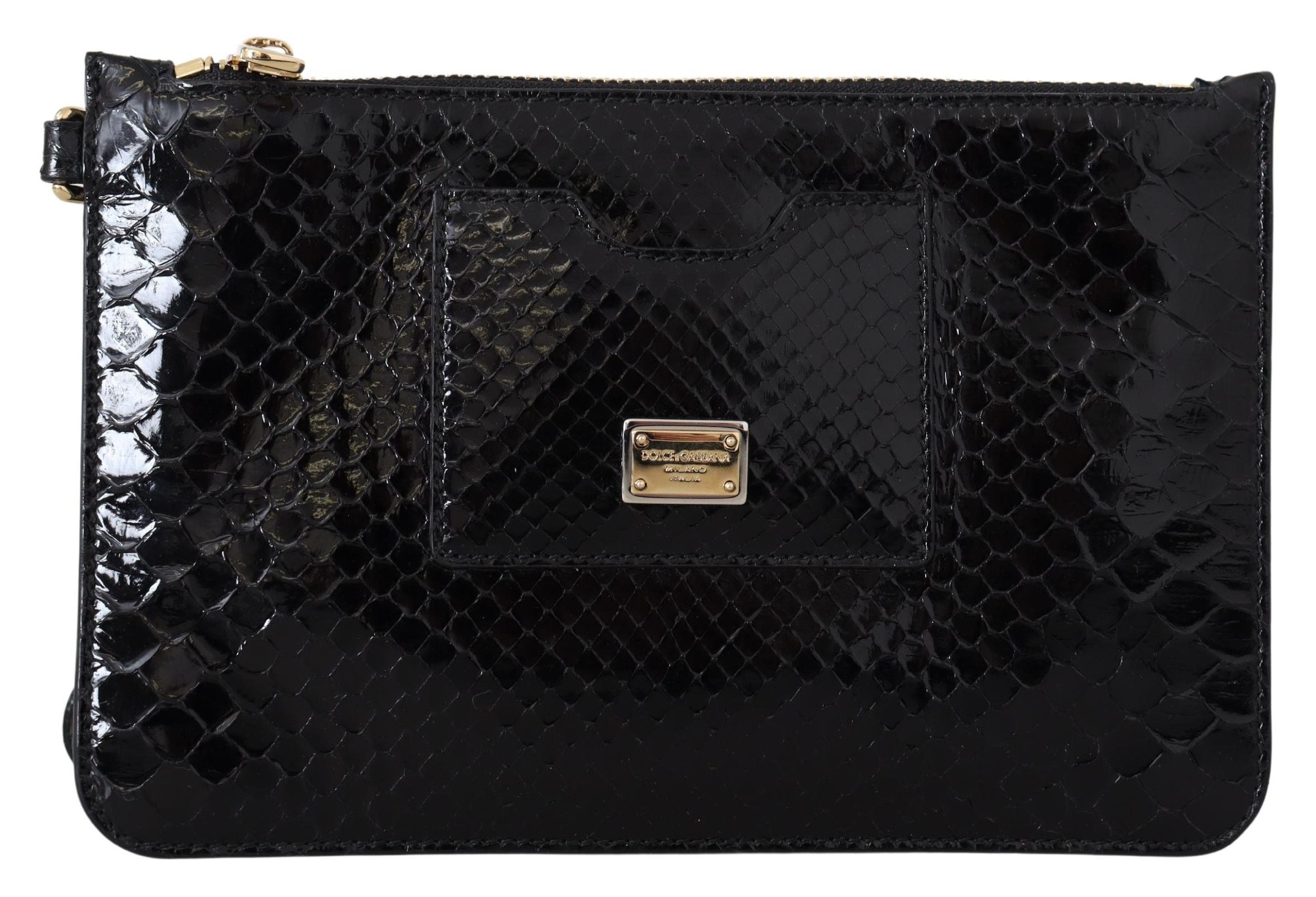 Dolce & Gabbana Black Leather Coin Purse Wristlet Mirror Agnese Wallet LUNESCAPE