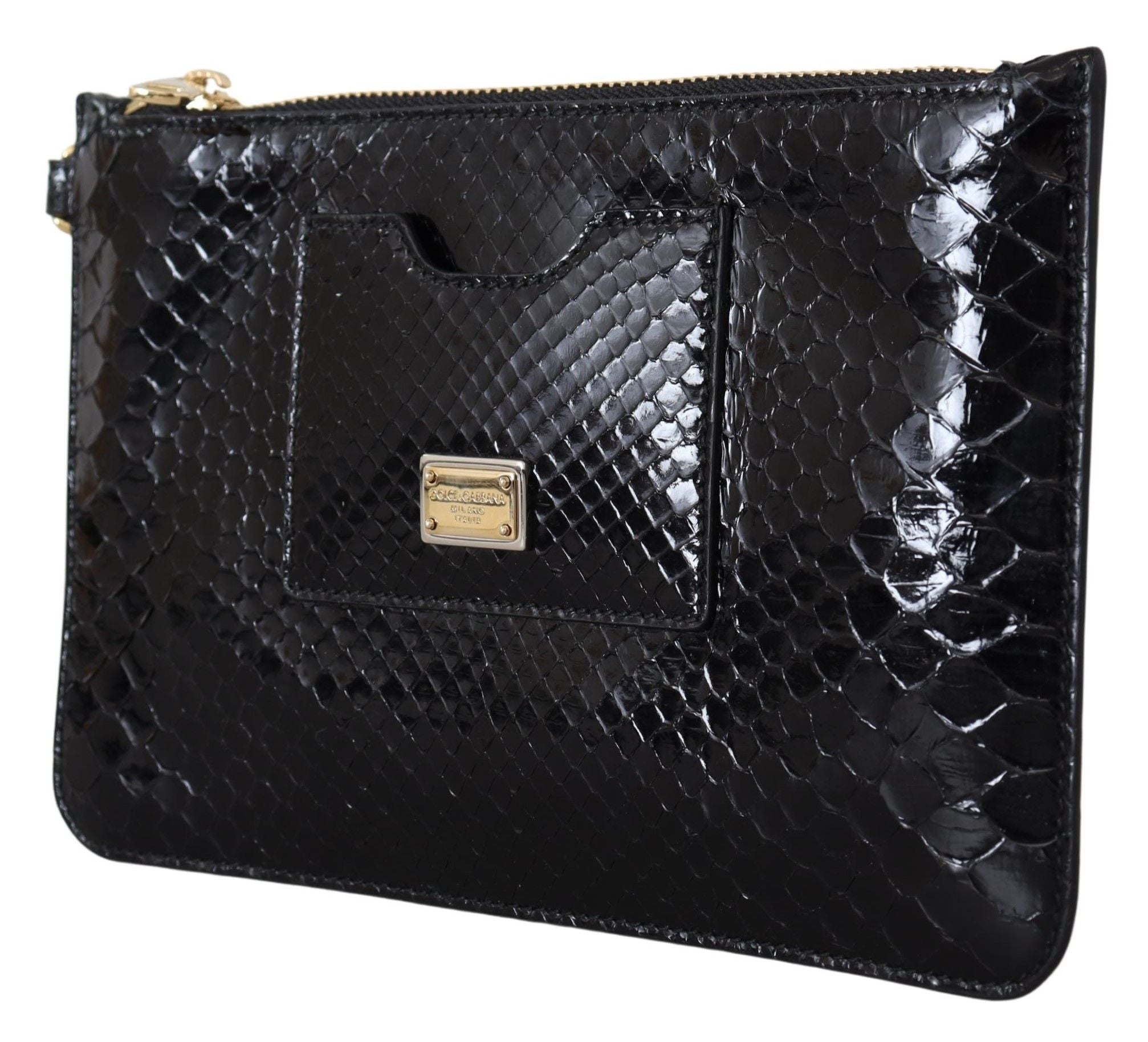 Dolce & Gabbana Black Leather Coin Purse Wristlet Mirror Agnese Wallet LUNESCAPE