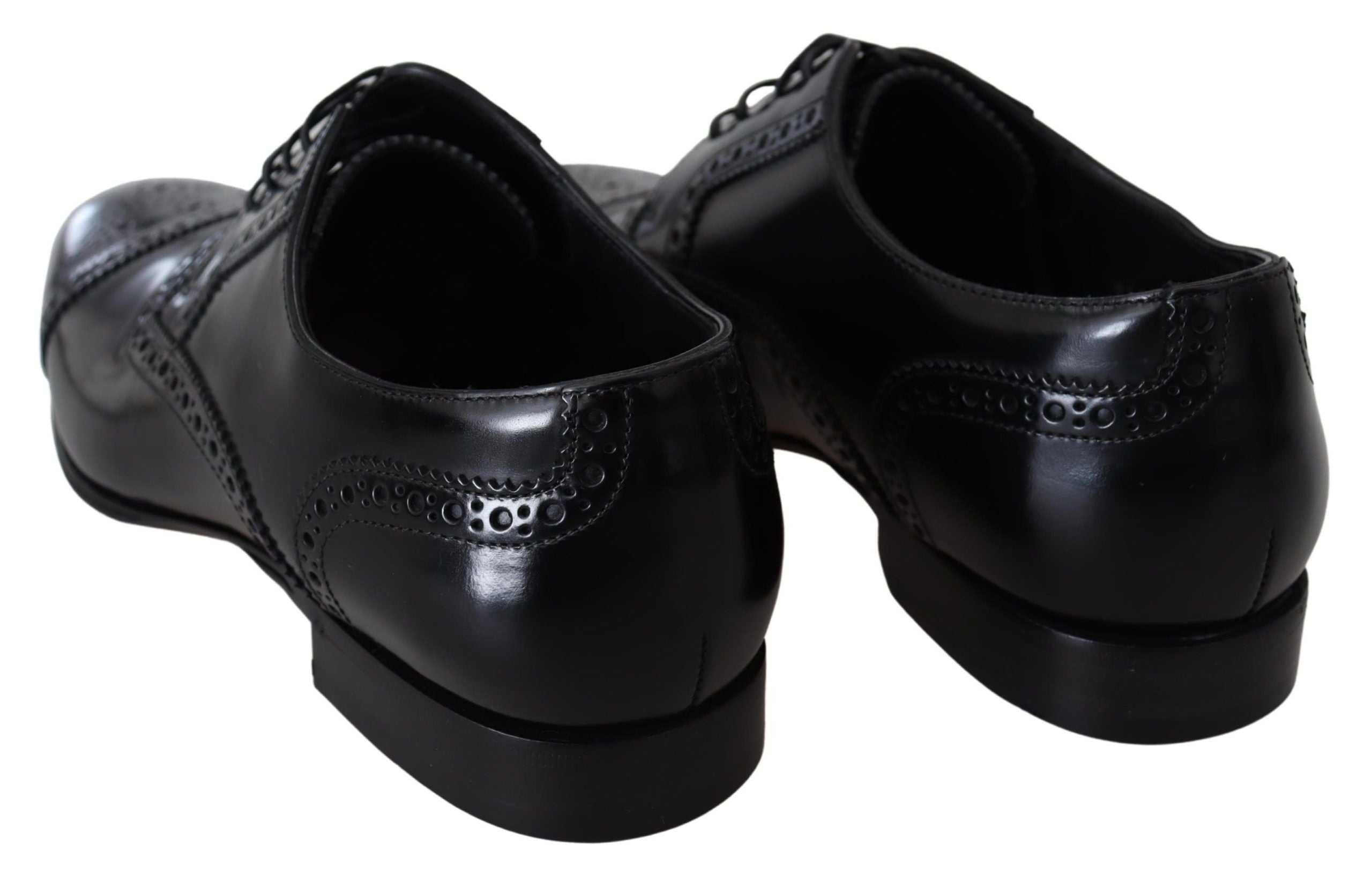 Dolce & Gabbana Black Leather Men Derby Formal Loafers Shoes LUNESCAPE