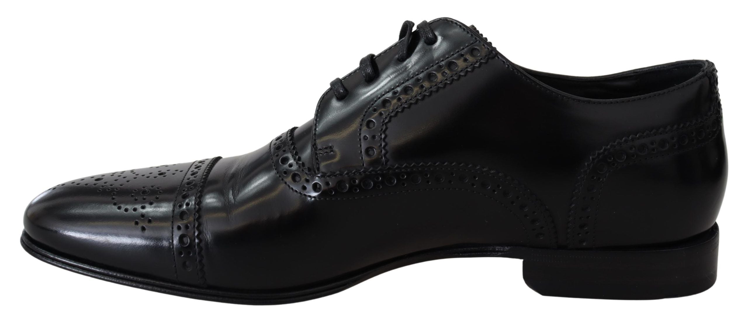 Dolce & Gabbana Black Leather Men Derby Formal Loafers Shoes LUNESCAPE
