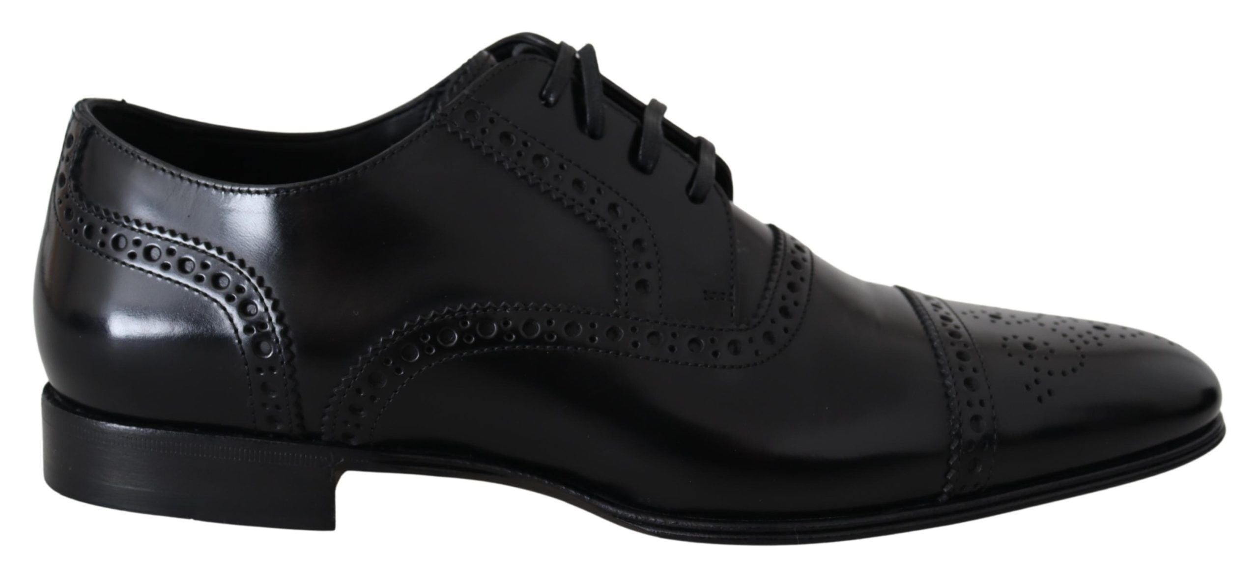 Dolce & Gabbana Black Leather Men Derby Formal Loafers Shoes LUNESCAPE