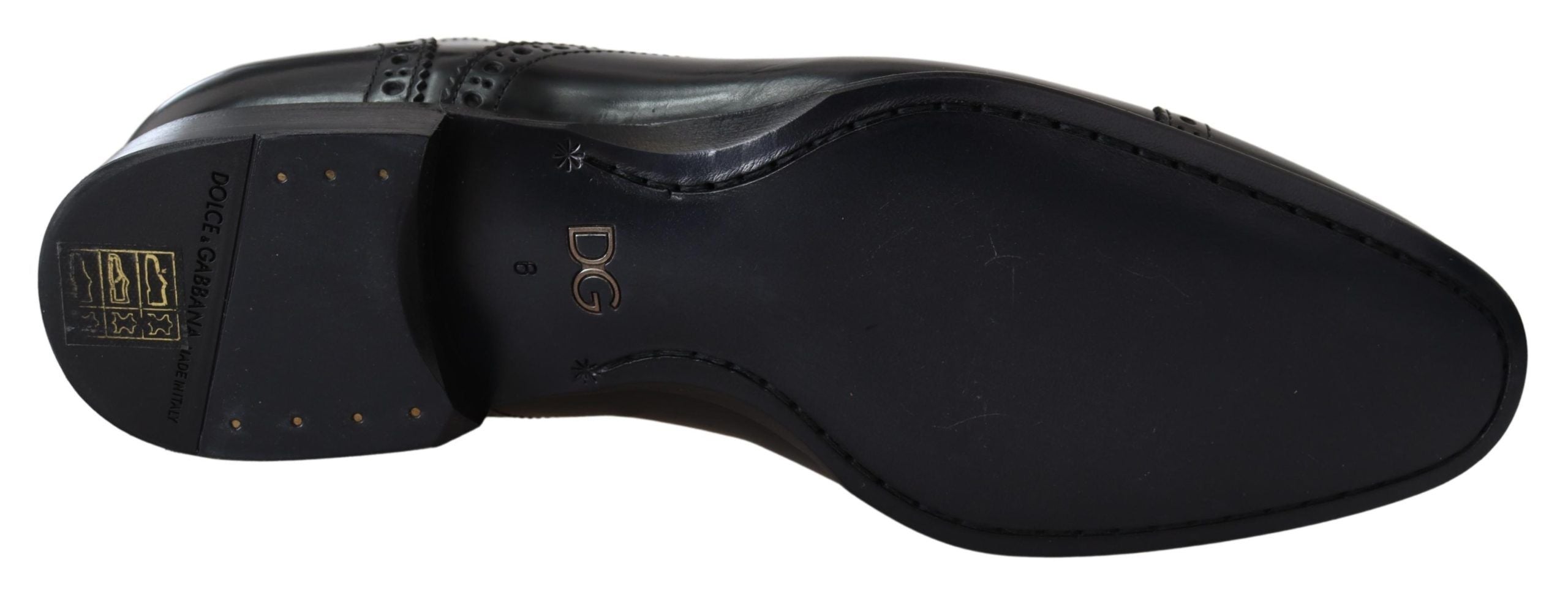 Dolce & Gabbana Black Leather Men Derby Formal Loafers Shoes LUNESCAPE