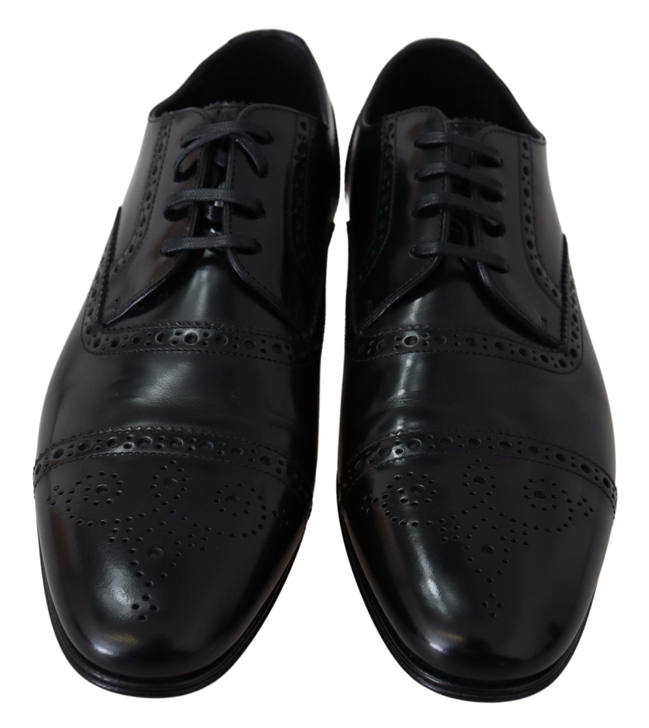 Dolce & Gabbana Black Leather Men Derby Formal Loafers Shoes LUNESCAPE