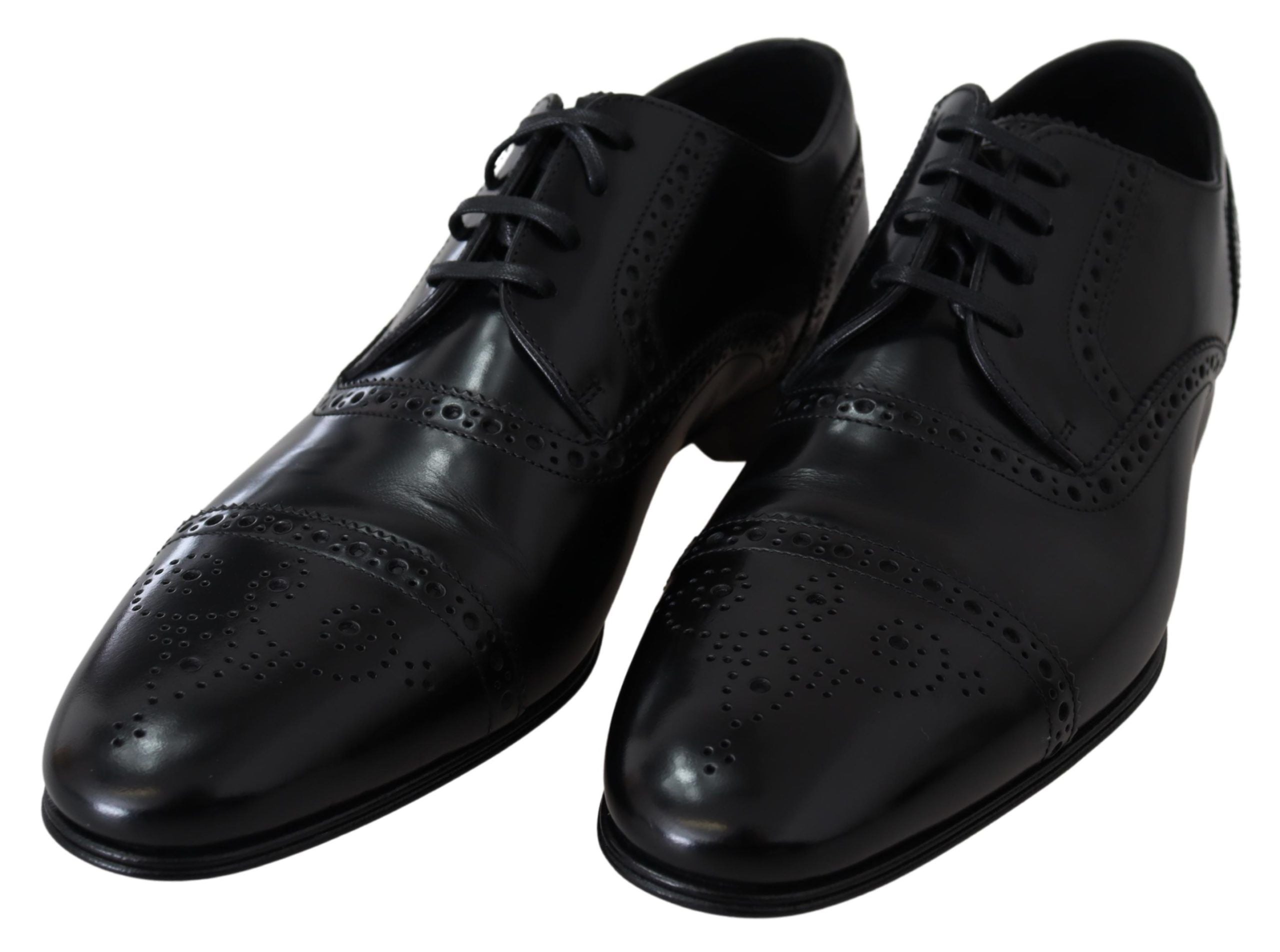 Dolce & Gabbana Black Leather Men Derby Formal Loafers Shoes LUNESCAPE