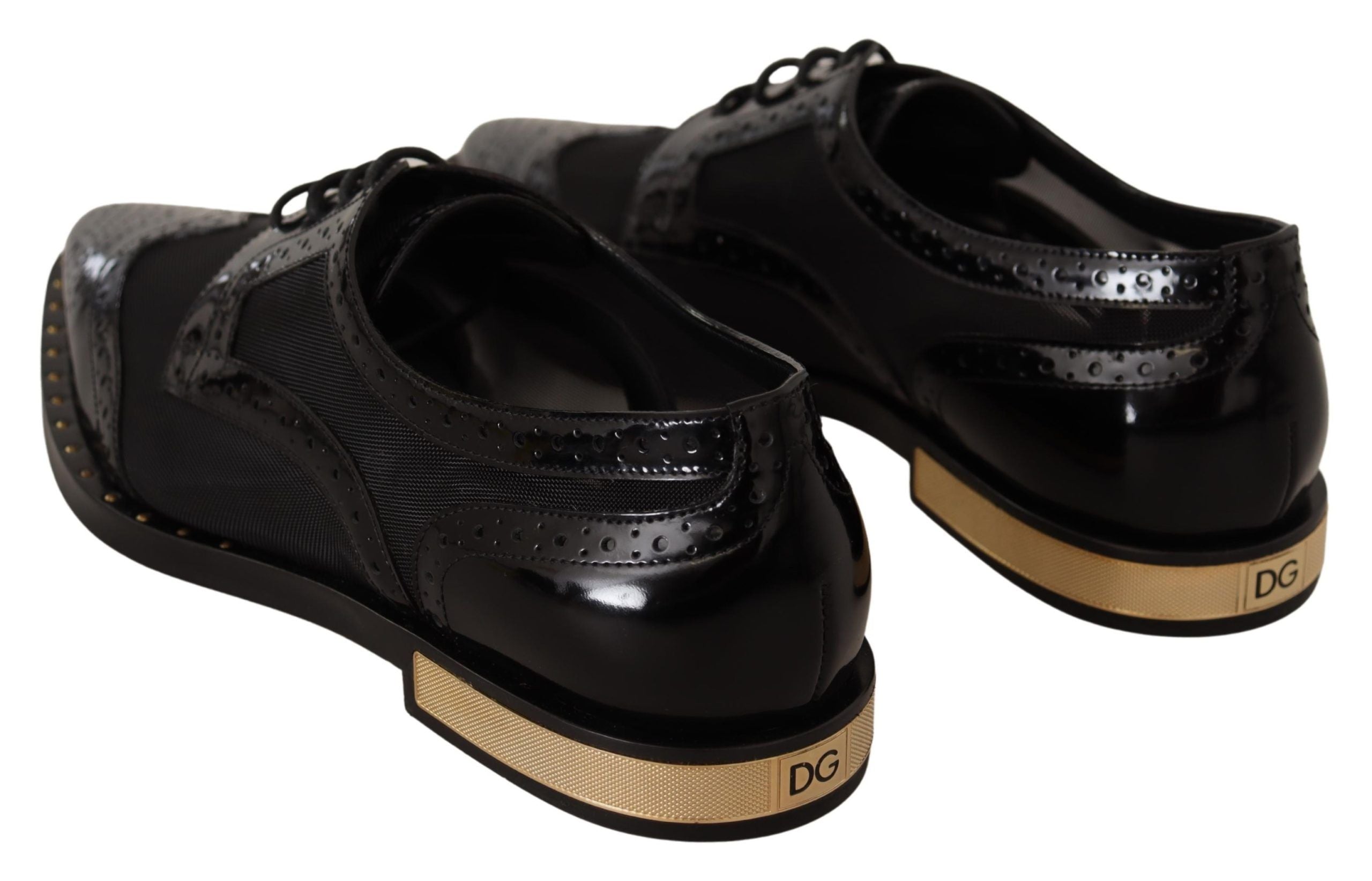 Dolce & Gabbana Black Leather Broques Sheer Wingtip Shoes LUNESCAPE