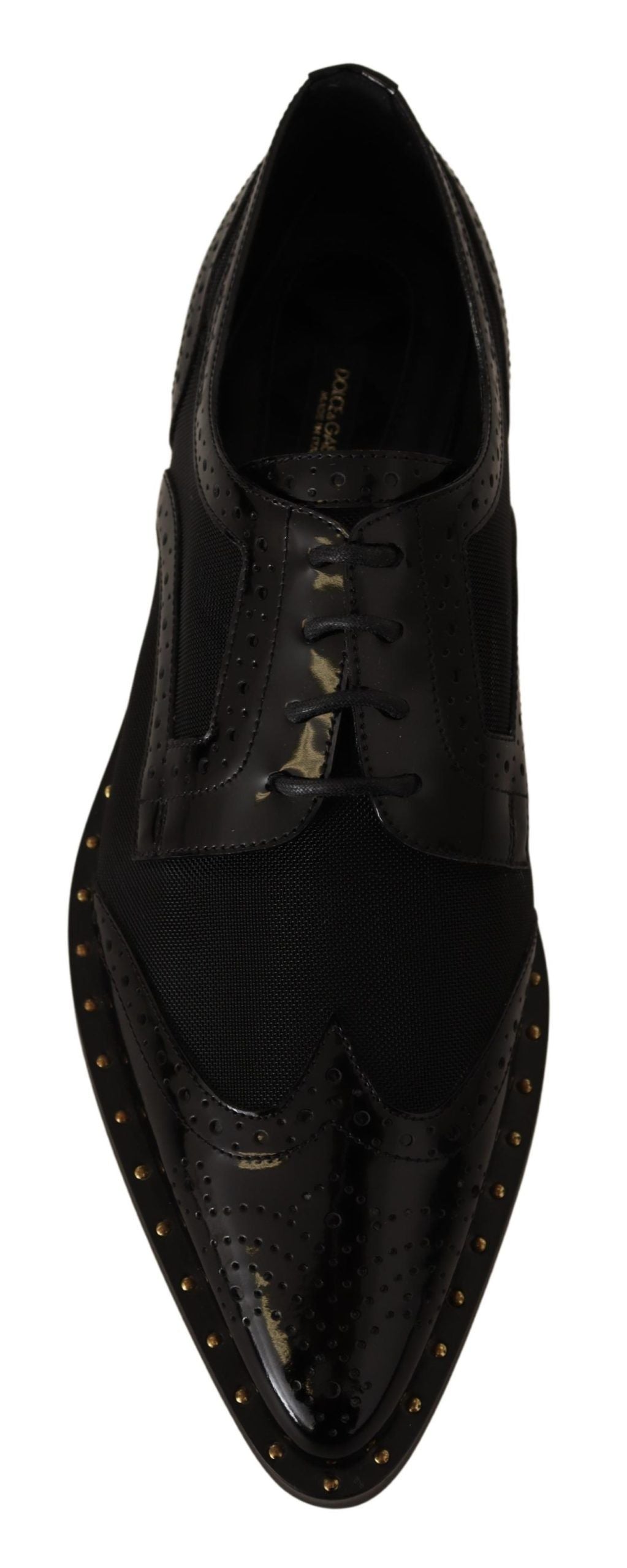 Dolce & Gabbana Black Leather Broques Sheer Wingtip Shoes LUNESCAPE