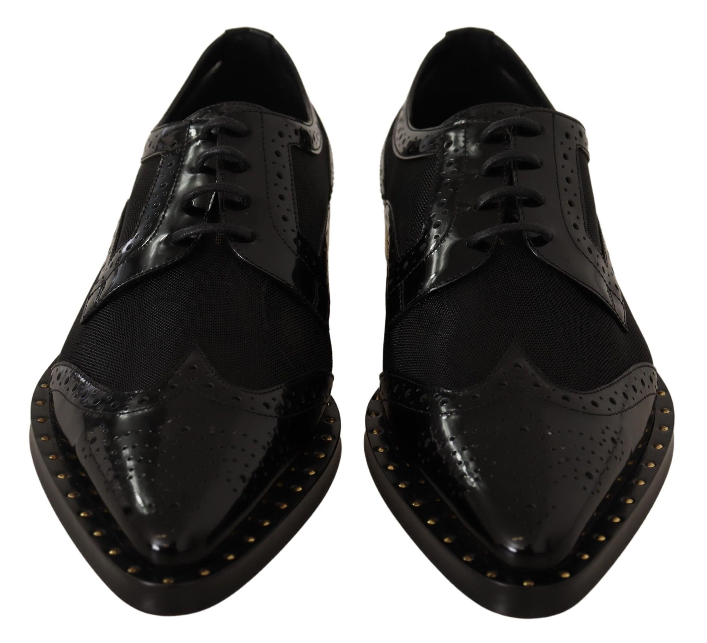 Dolce & Gabbana Black Leather Broques Sheer Wingtip Shoes LUNESCAPE
