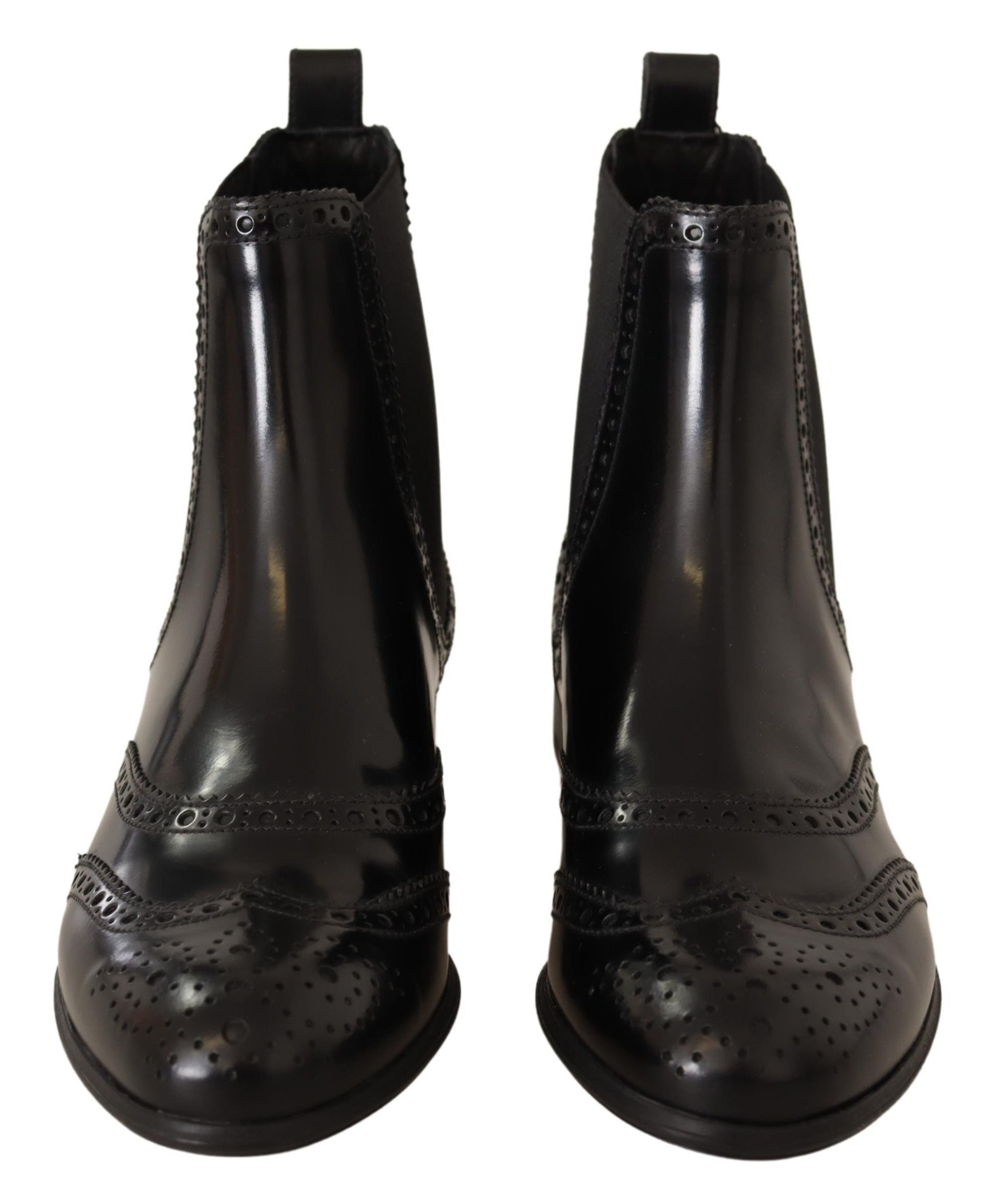 Dolce & Gabbana Black Leather Ankle High Flat Boots Shoes LUNESCAPE