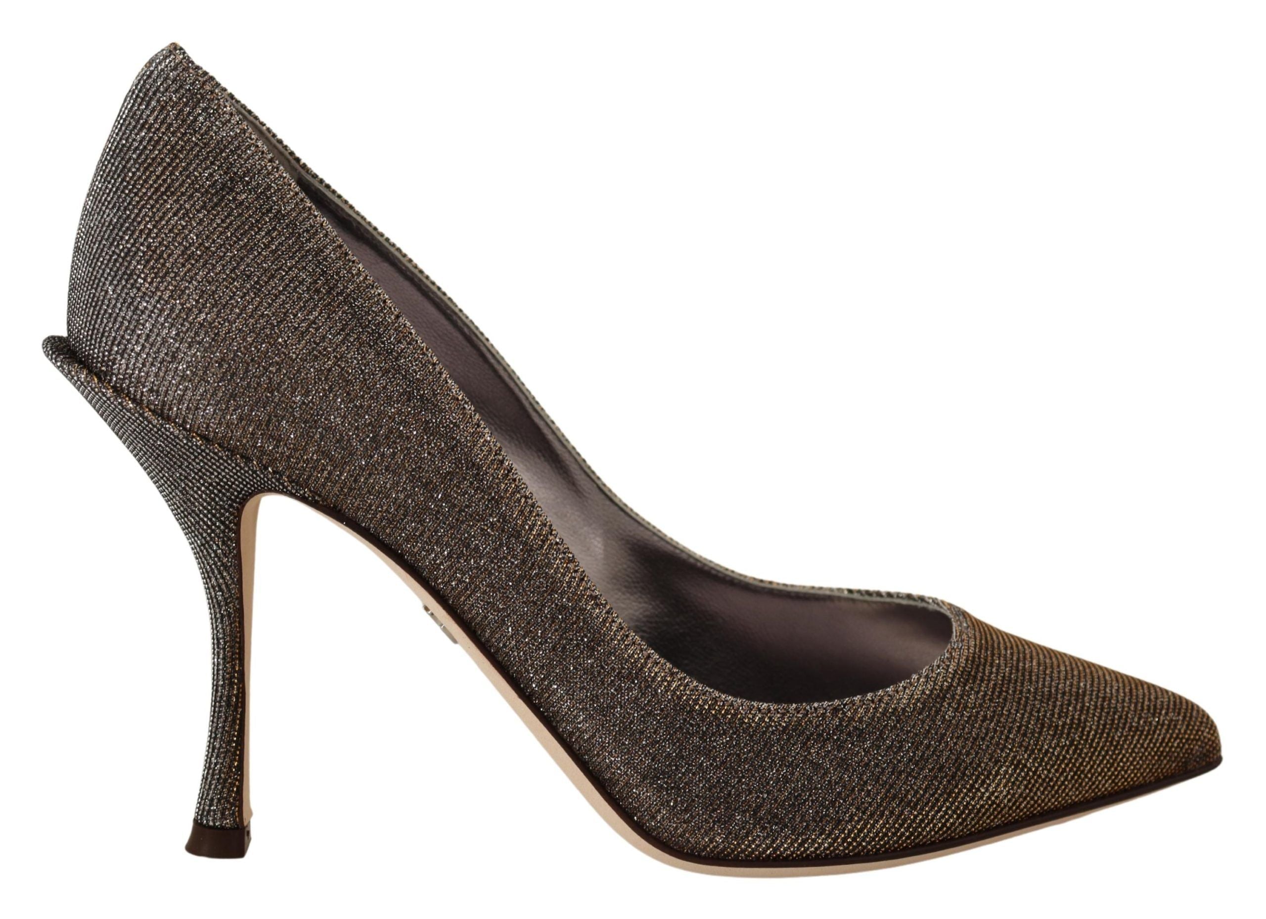 Dolce & Gabbana Gold Silver Fabric Heels Pumps Shoes LUNESCAPE
