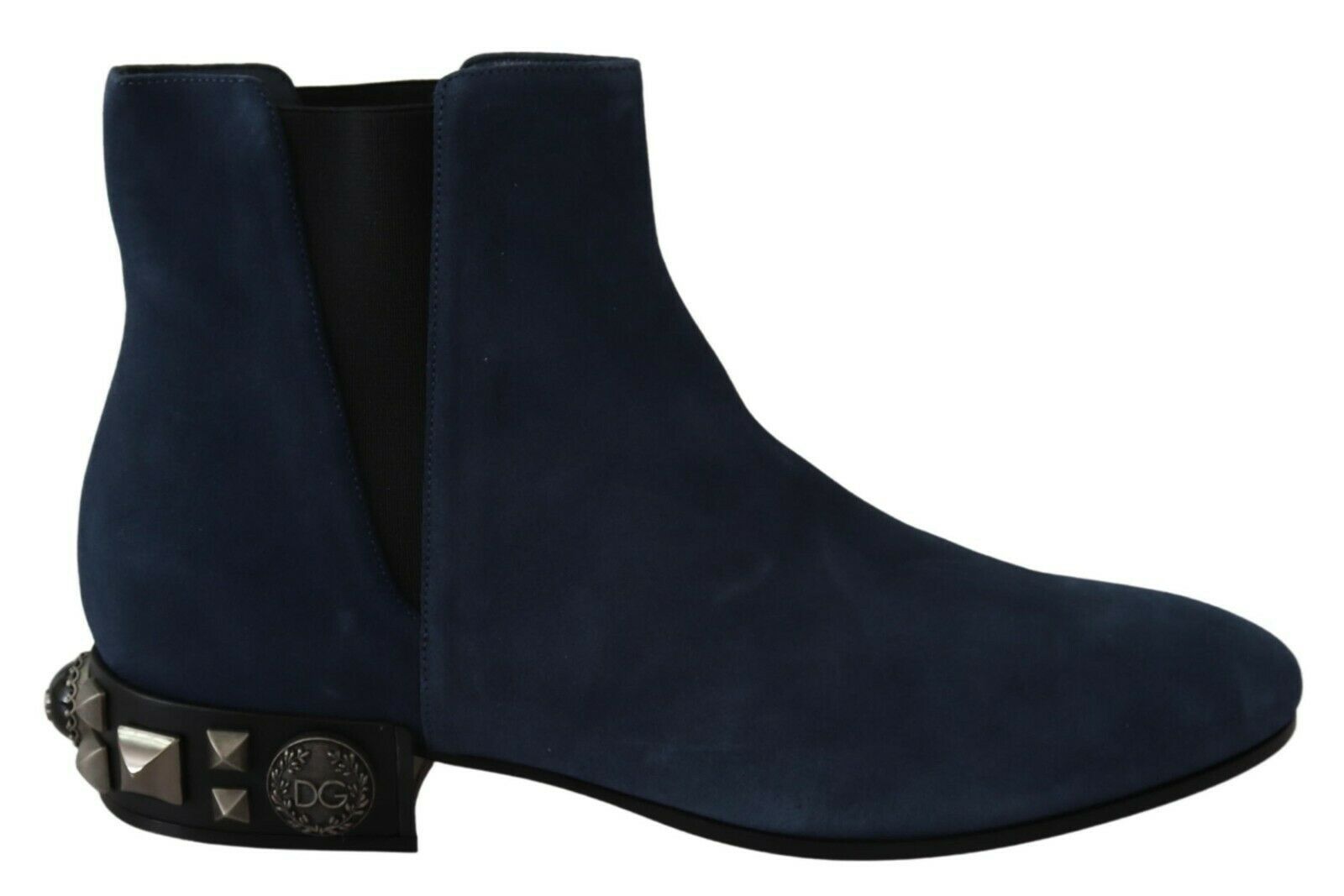 Dolce & Gabbana Blue Suede Embellished Studded Boots Shoes LUNESCAPE