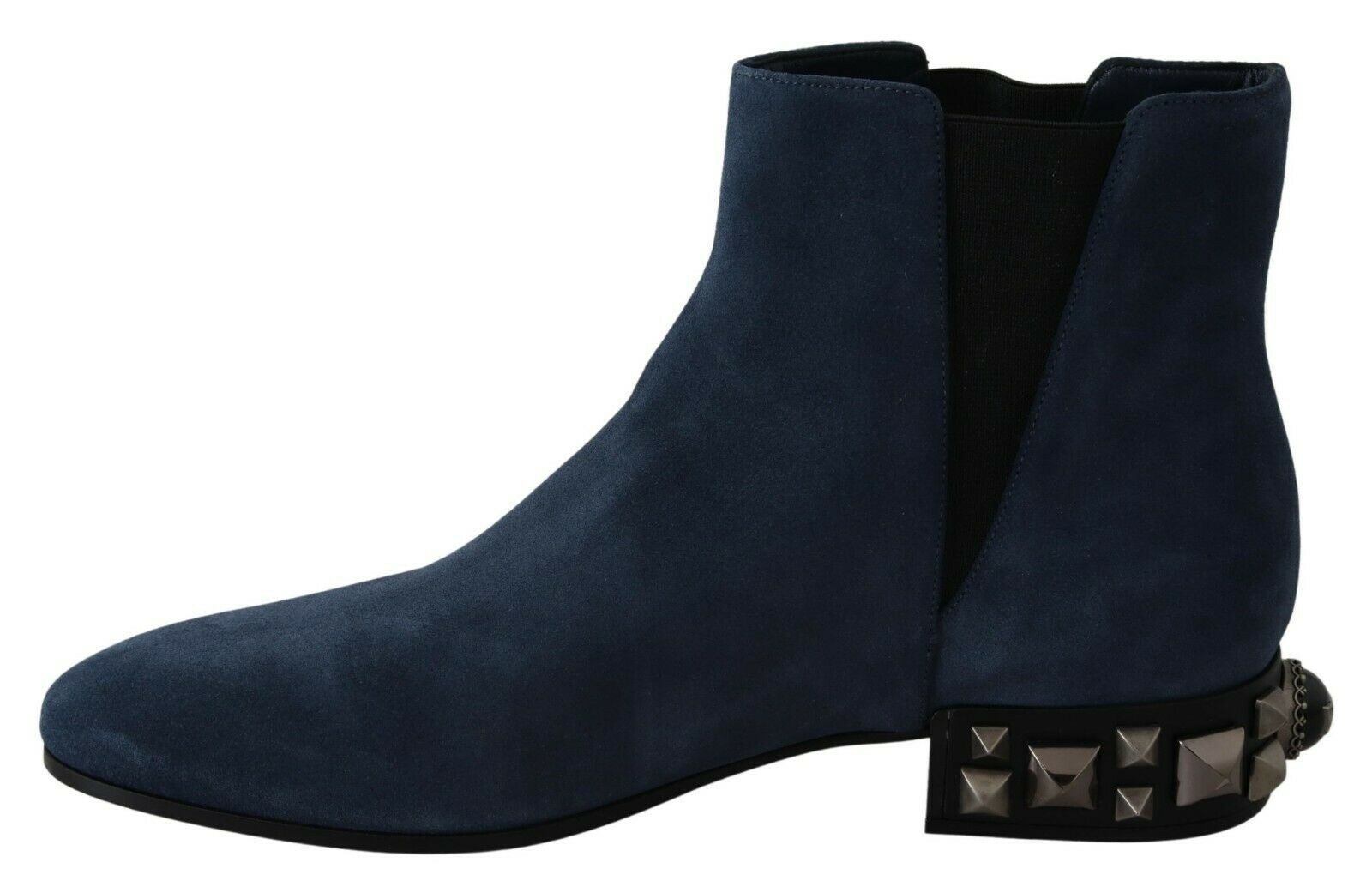 Dolce & Gabbana Blue Suede Embellished Studded Boots Shoes LUNESCAPE